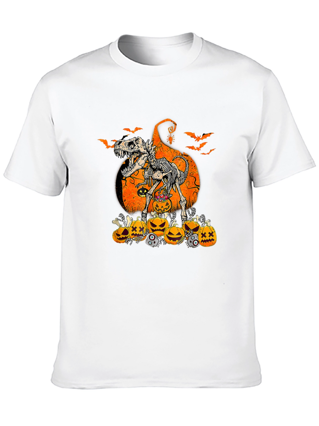 Halloween Dinosaur Skeleton Pumpkin T-Shirt