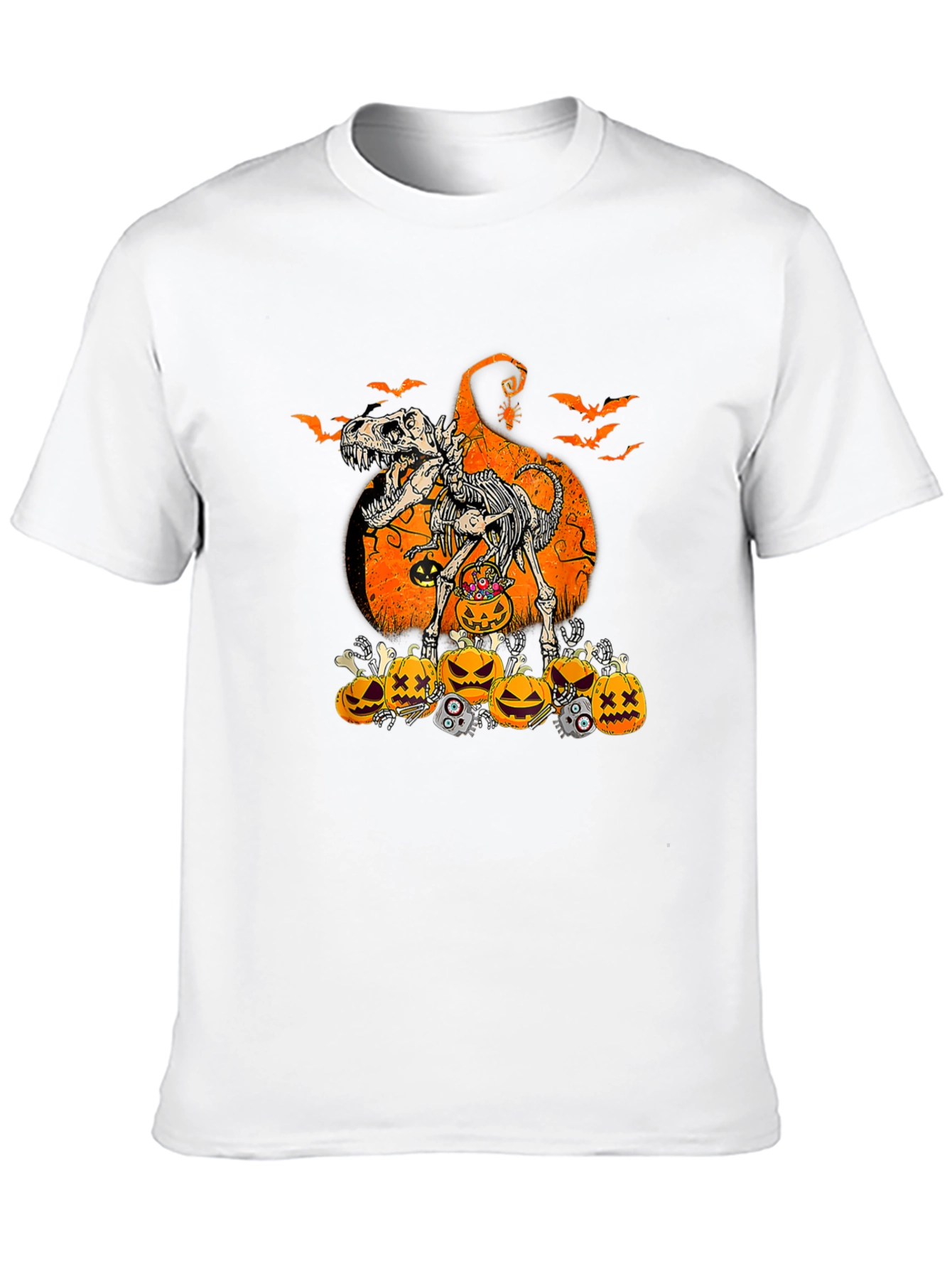 Halloween Dinosaur Skeleton Pumpkin T-Shirt