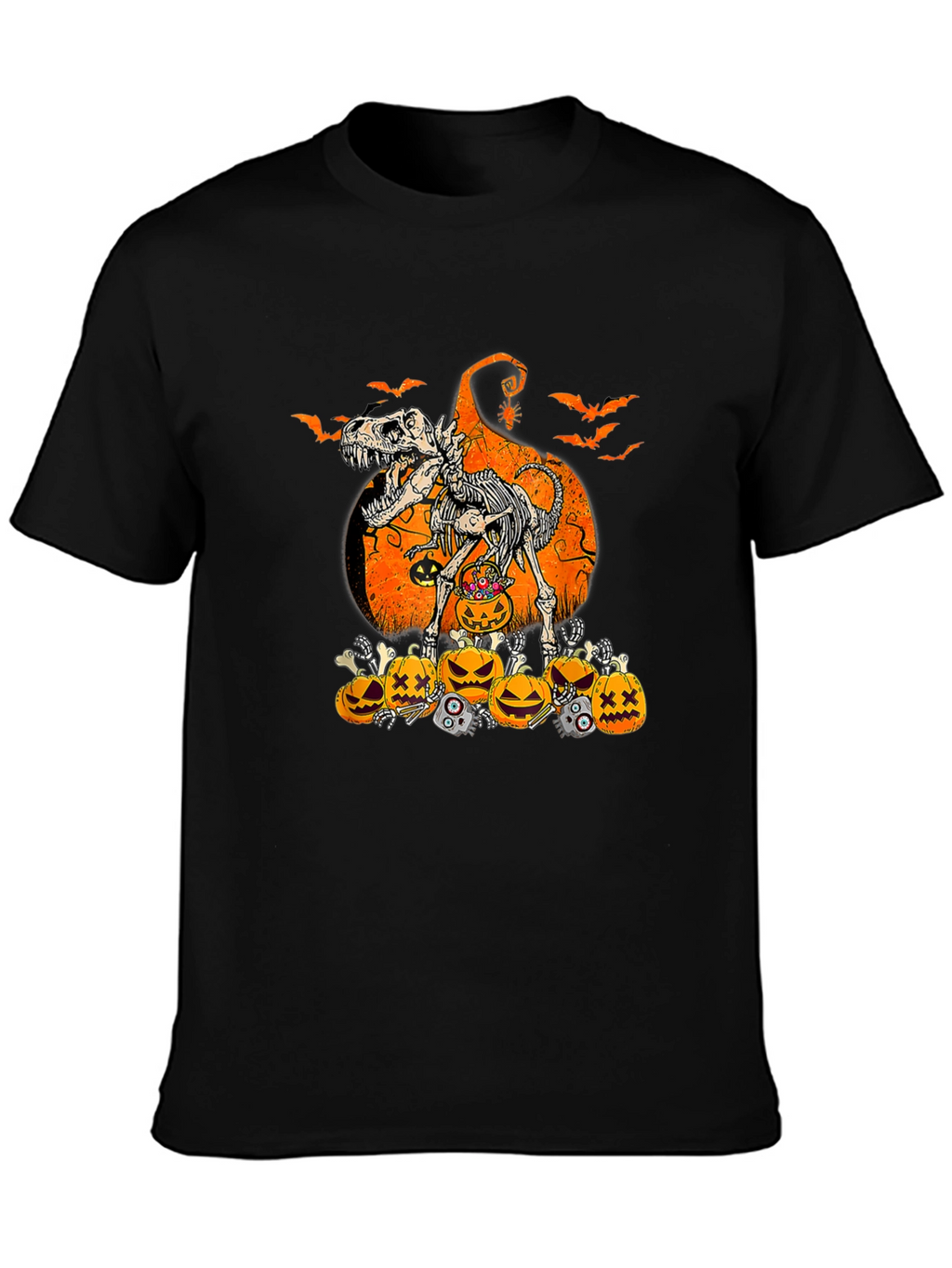 Halloween Dinosaur Skeleton Pumpkin T-Shirt