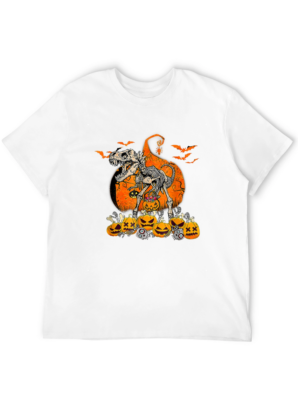 Halloween Dinosaur Skeleton Pumpkin T-Shirt