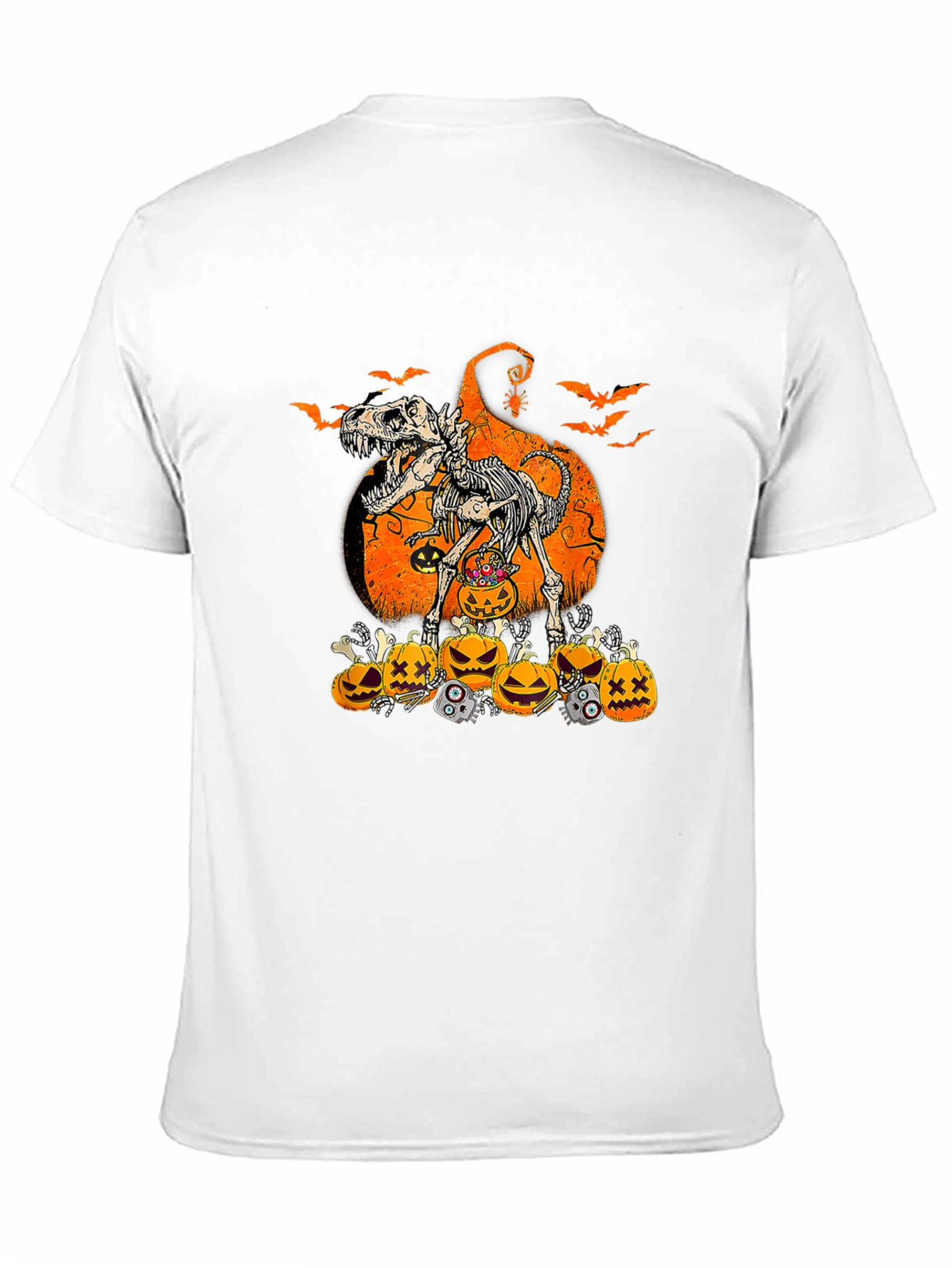 Halloween Dinosaur Skeleton Pumpkin T-Shirt