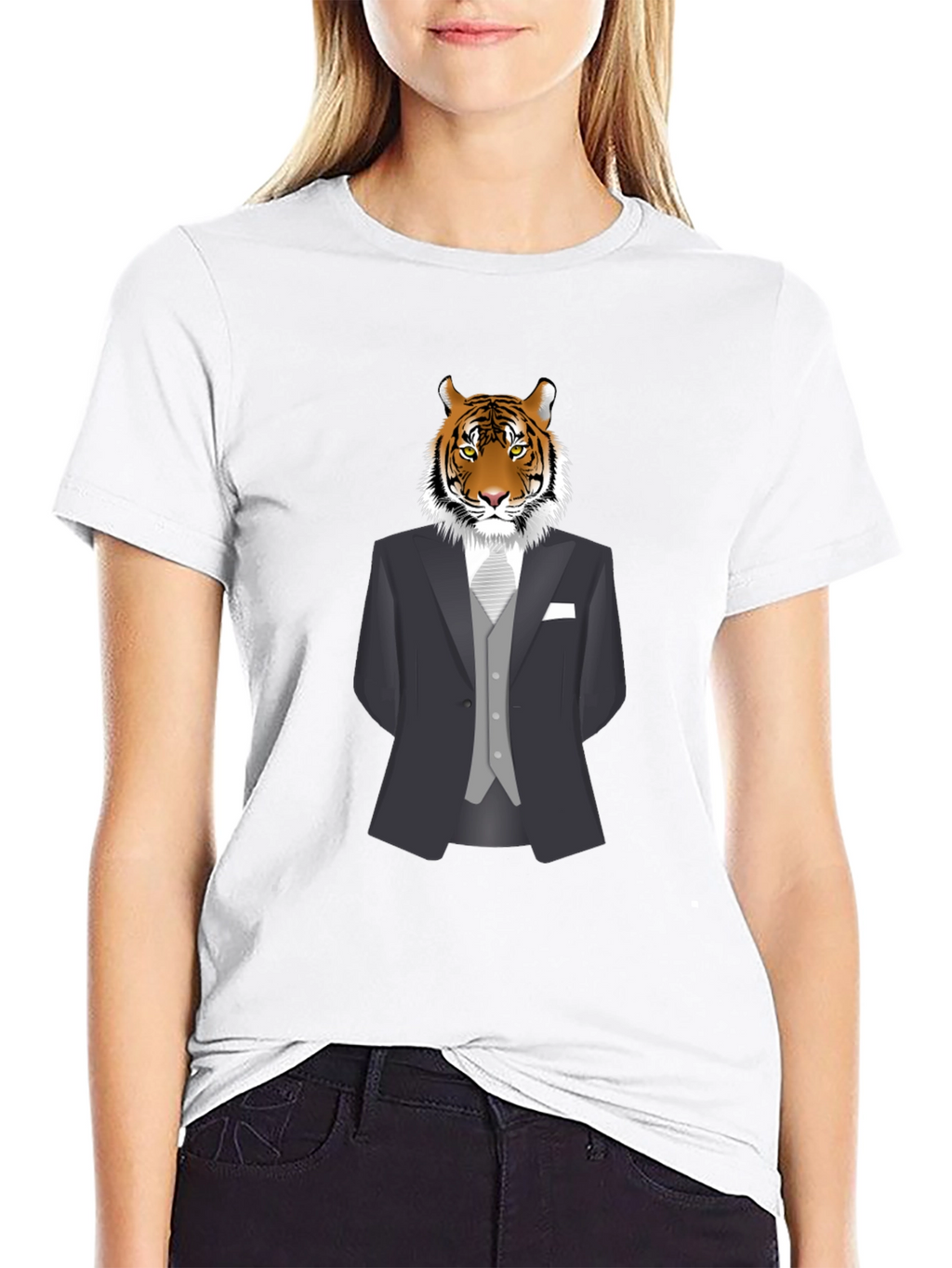 Tiger in Suit Graphic Tee - Mens Black T-Shirt