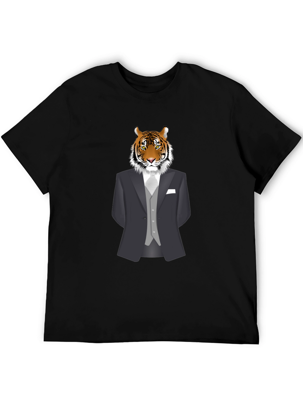 Tiger in Suit Graphic Tee - Mens Black T-Shirt