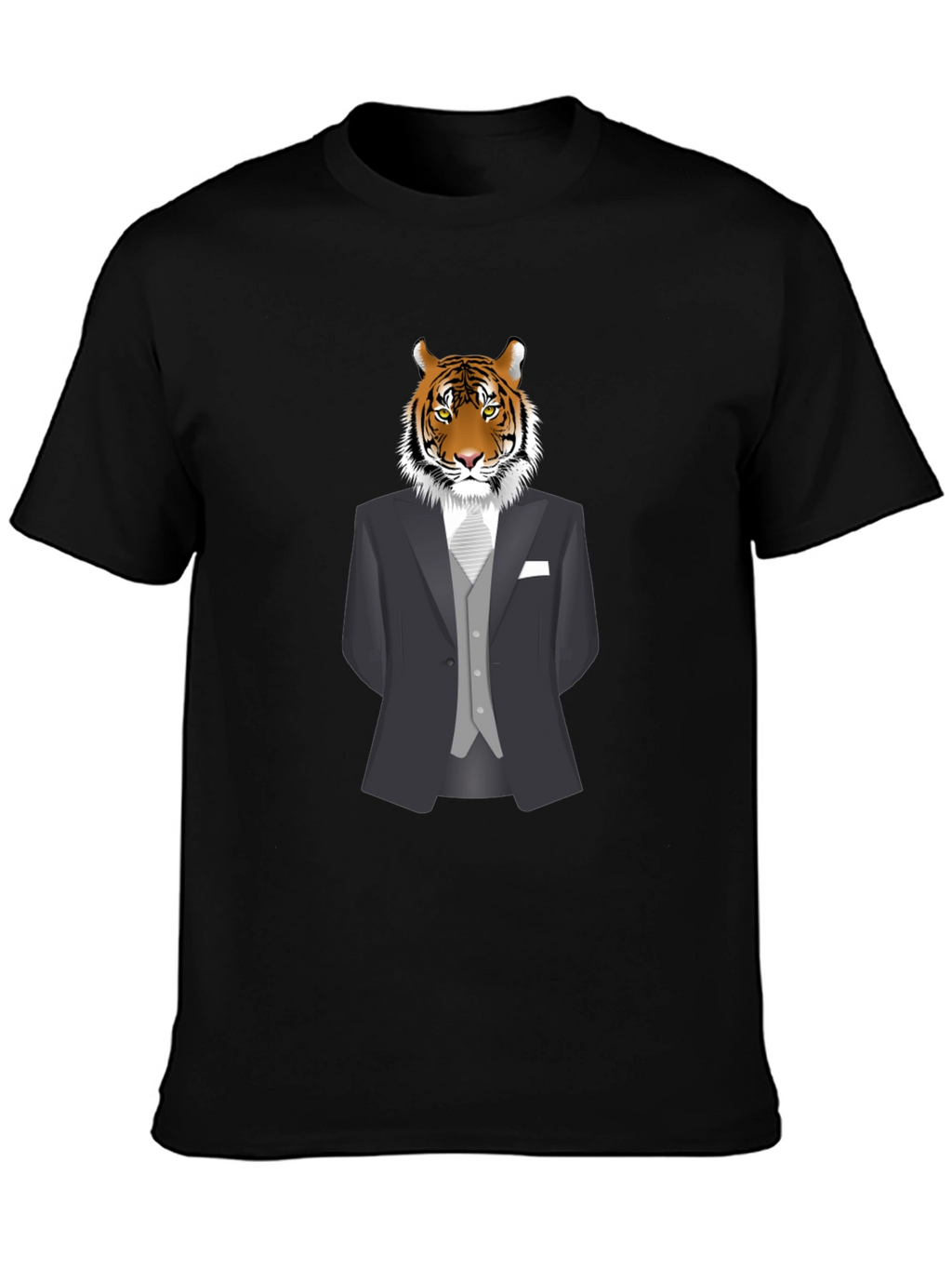Tiger in Suit Graphic Tee - Mens Black T-Shirt
