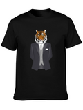 Tiger in Suit Graphic Tee - Mens Black T-Shirt