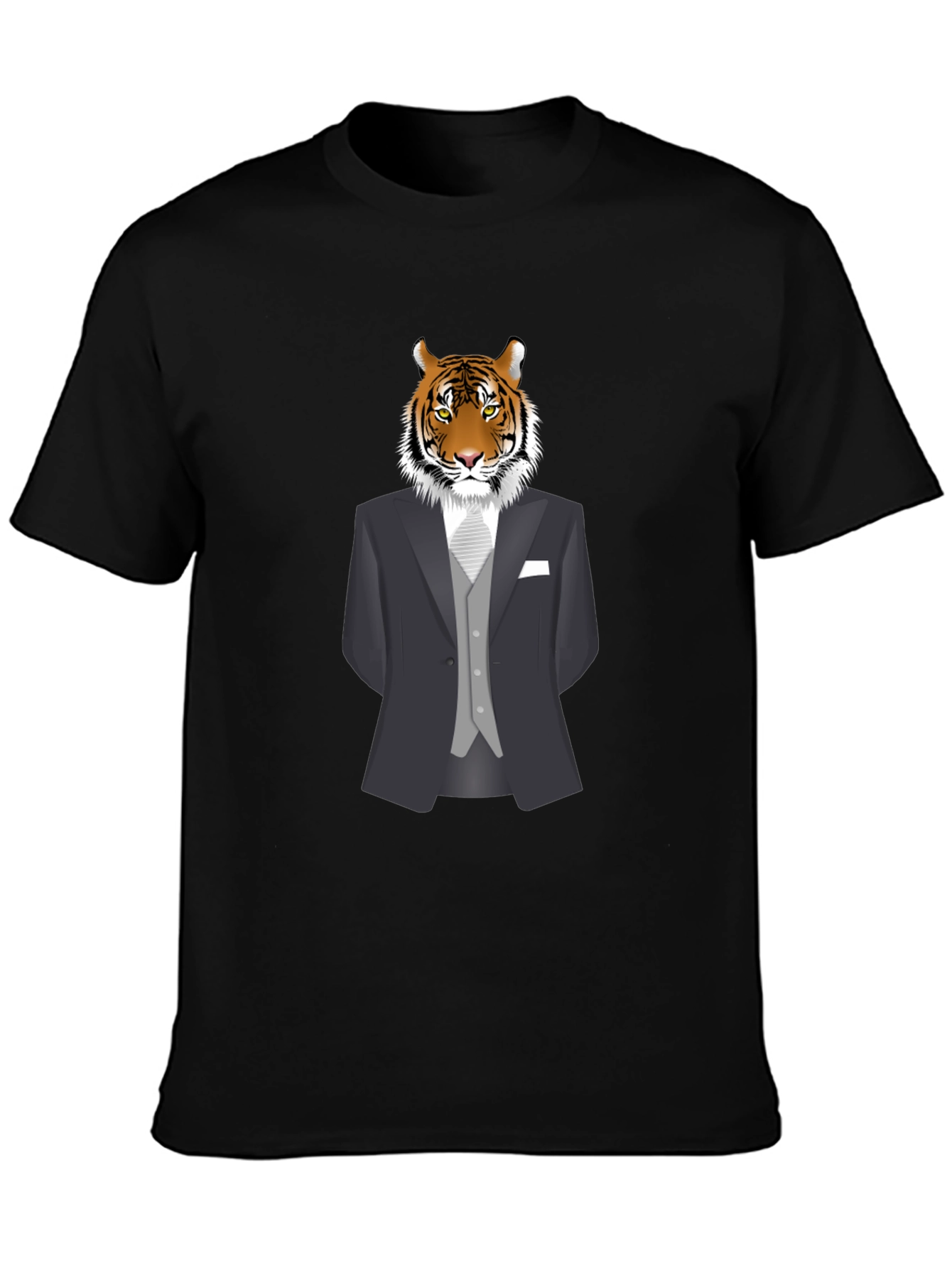 Tiger in Suit Graphic Tee - Mens Black T-Shirt