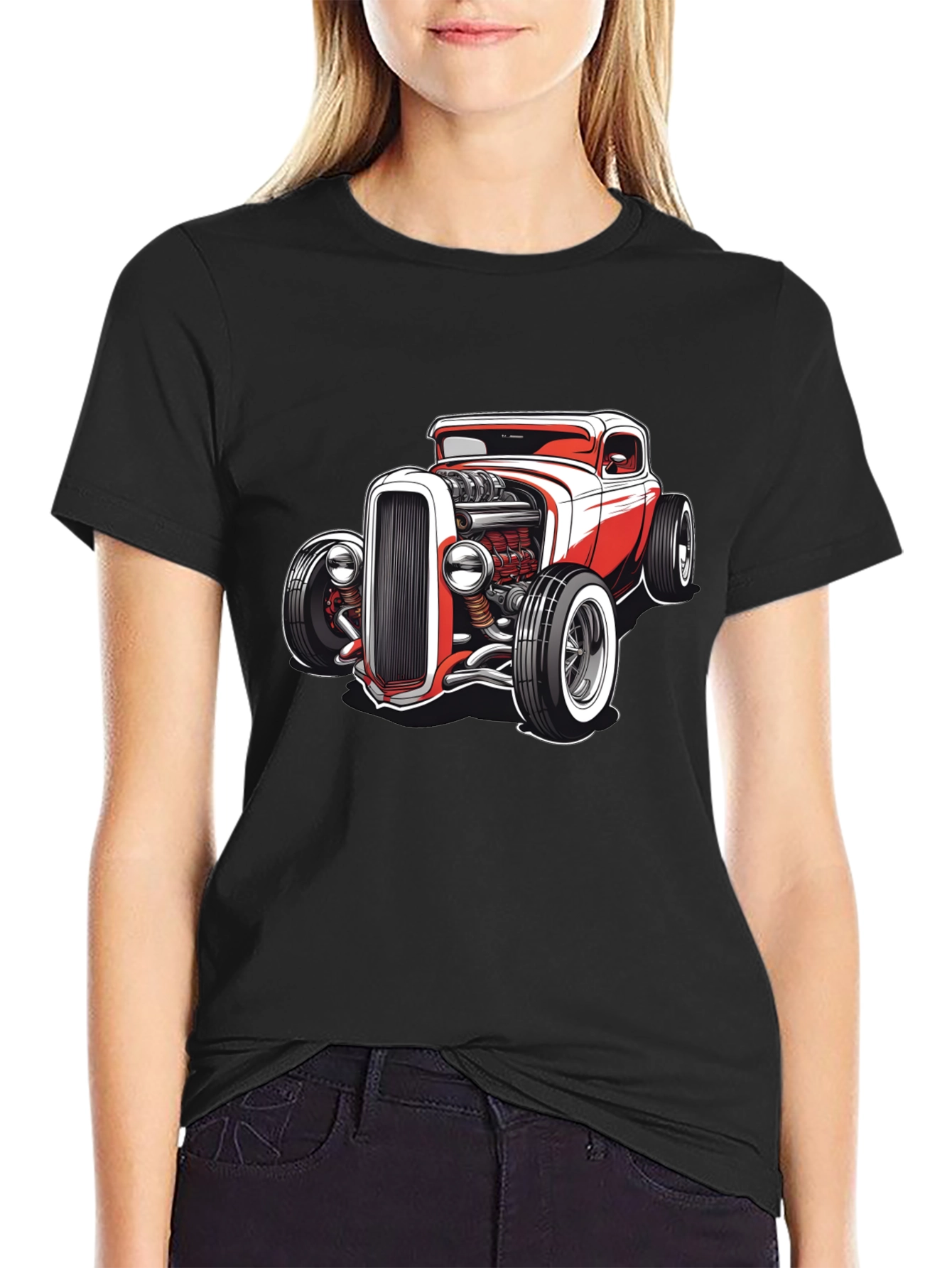 Classic Hot Rod Graphic Tee - Black Cotton Blend