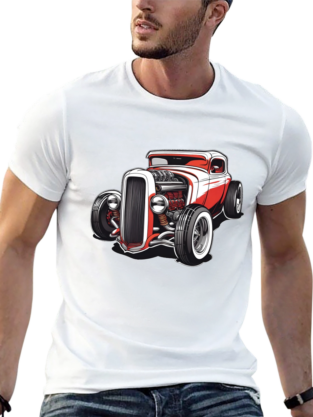 Classic Hot Rod Graphic Tee - Black Cotton Blend