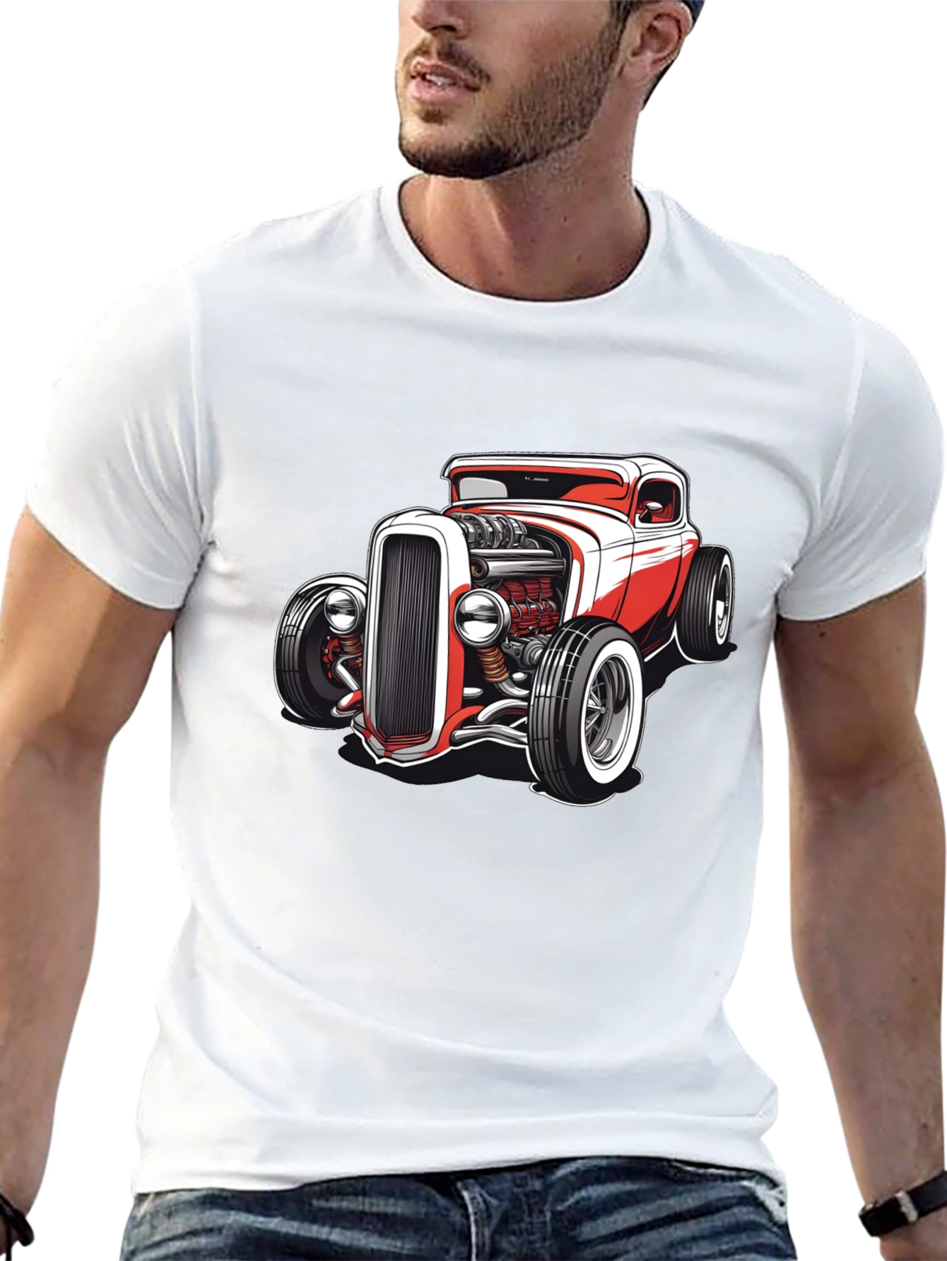 Classic Hot Rod Graphic Tee - Black Cotton Blend