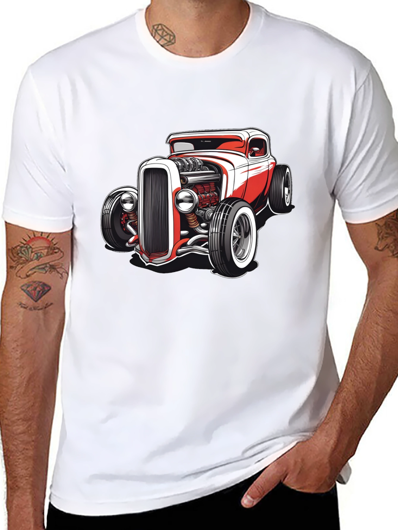 Classic Hot Rod Graphic Tee - Black Cotton Blend