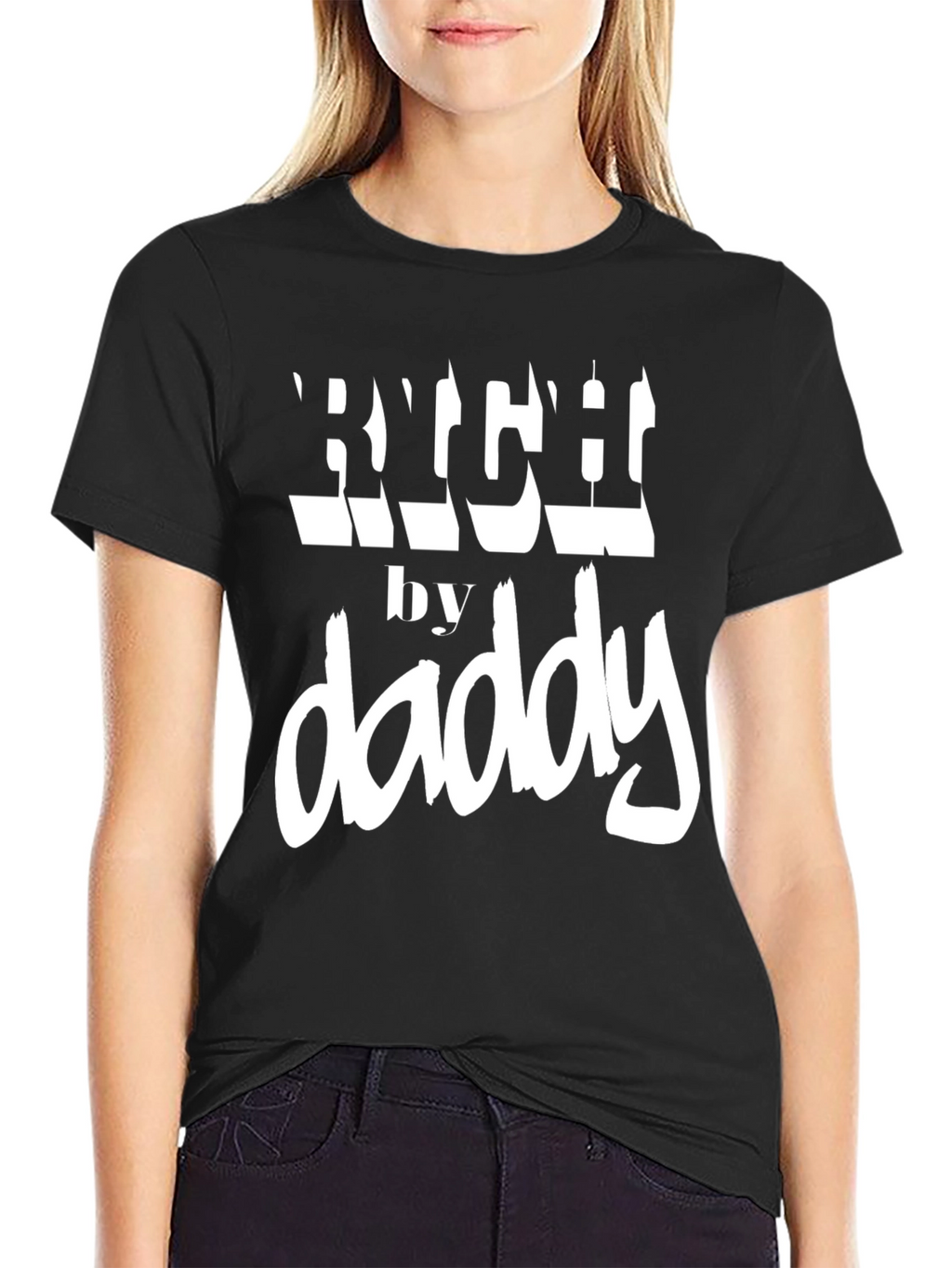 Rich By Daddy Graphic Tee Black Cotton