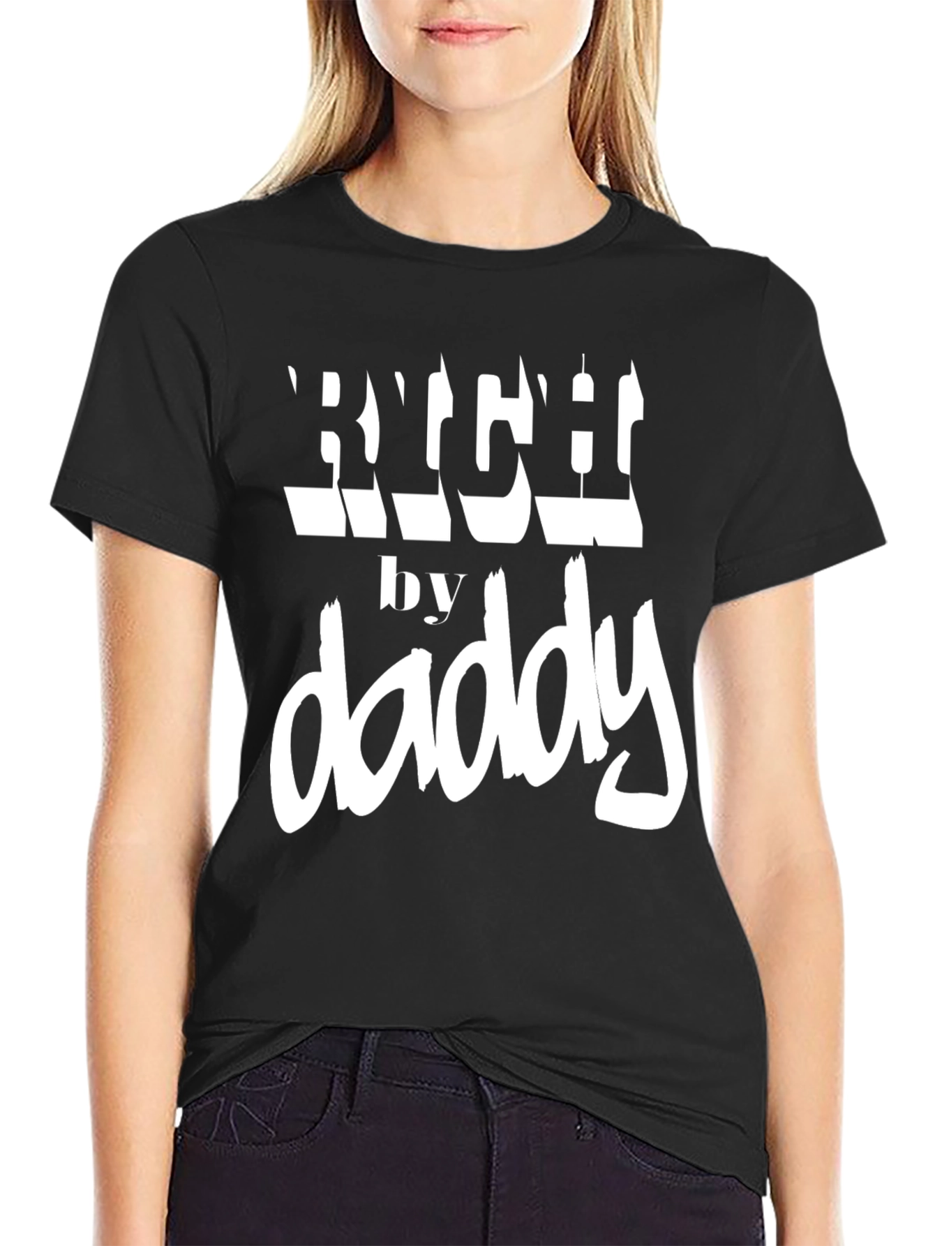 Rich By Daddy Graphic Tee Black Cotton