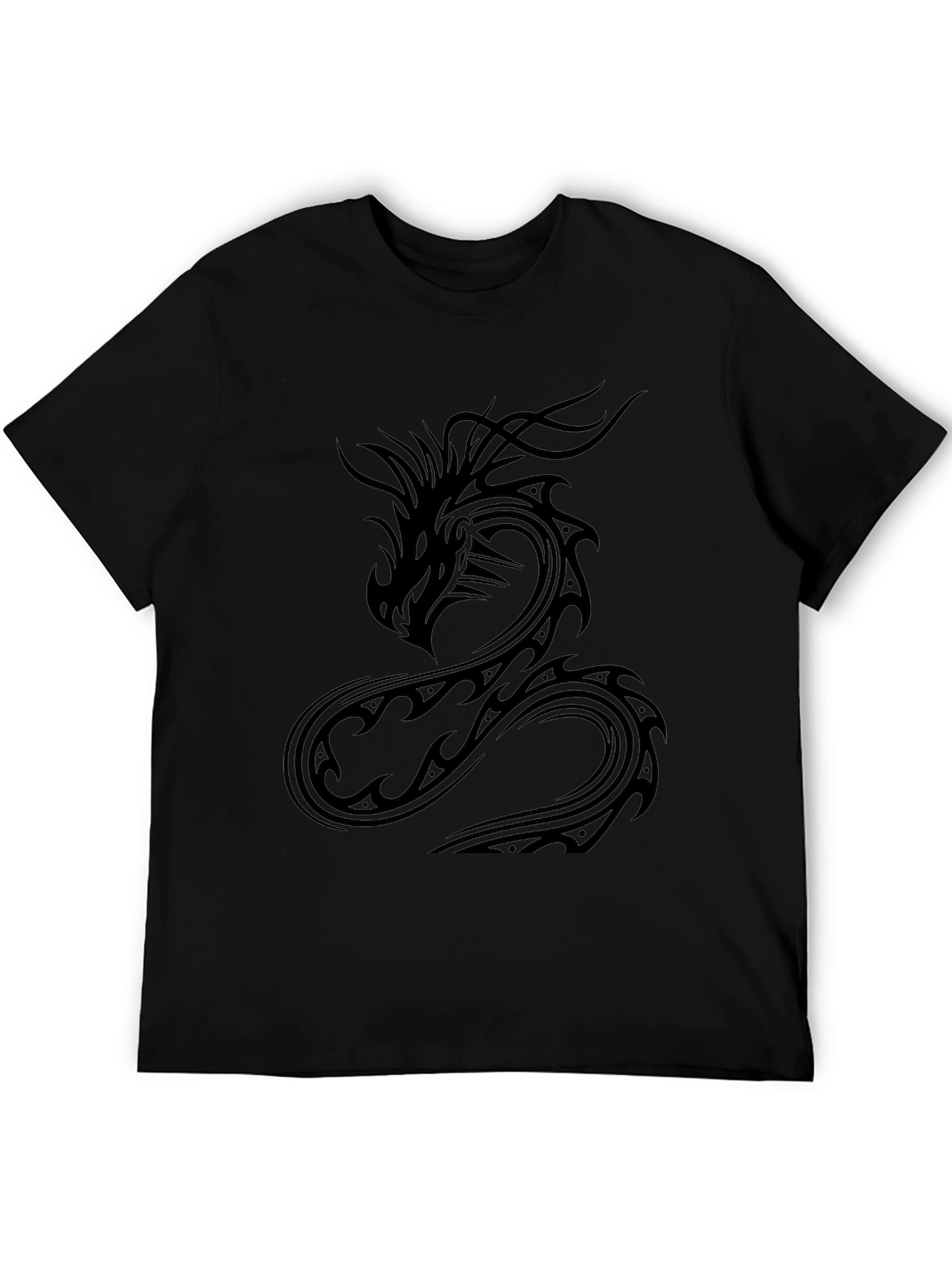 Dragon Graphic Tee - Black Cotton Casual Wear
