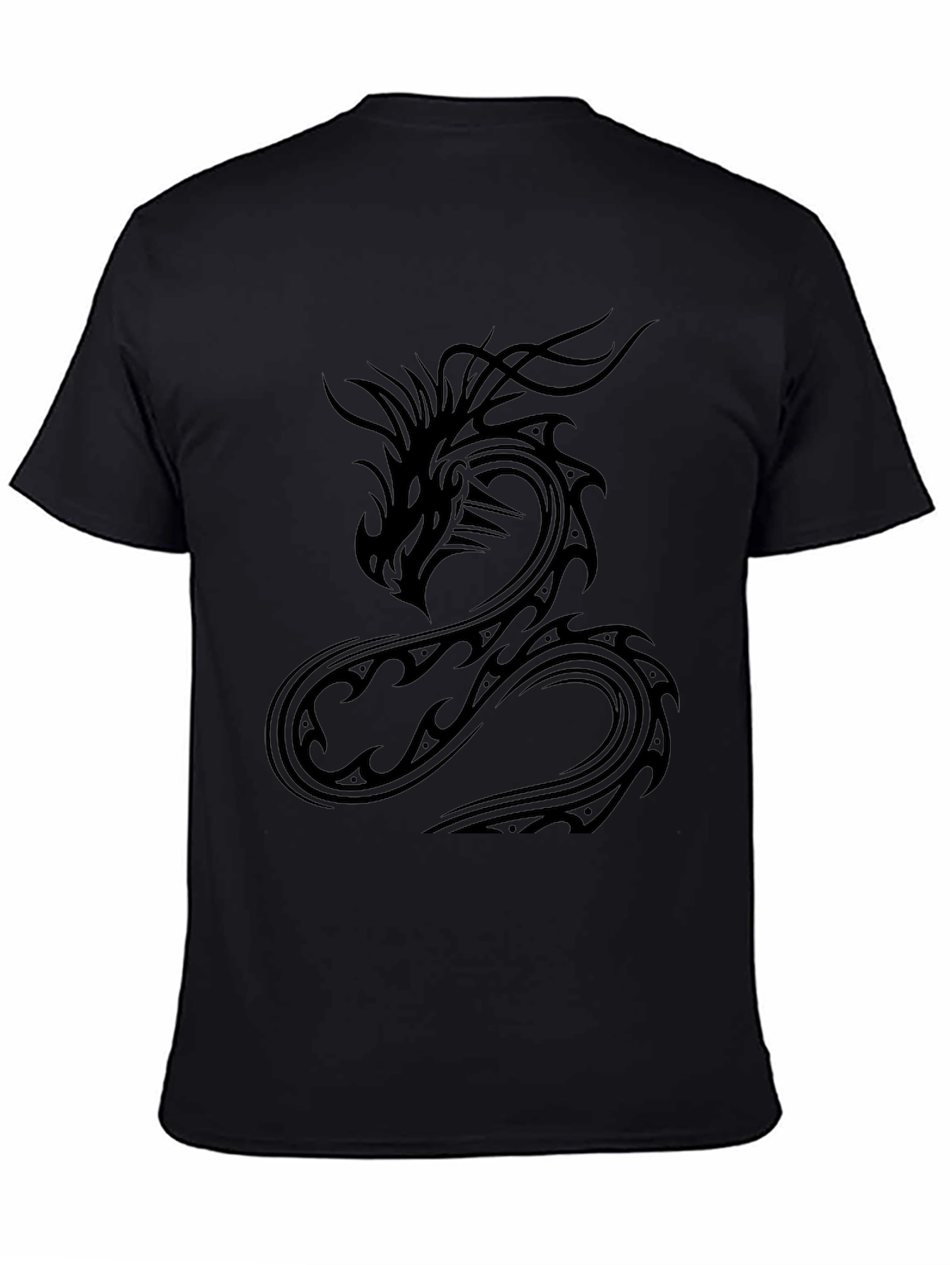 Dragon Graphic Tee - Black Cotton Casual Wear