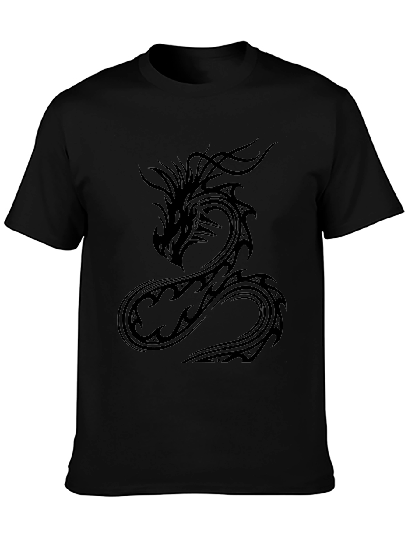 Dragon Graphic Tee - Black Cotton Casual Wear
