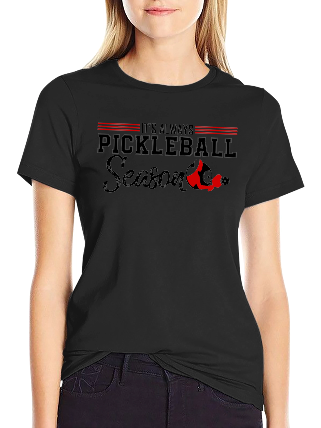 Pickleball Season T-Shirt - Black Tee