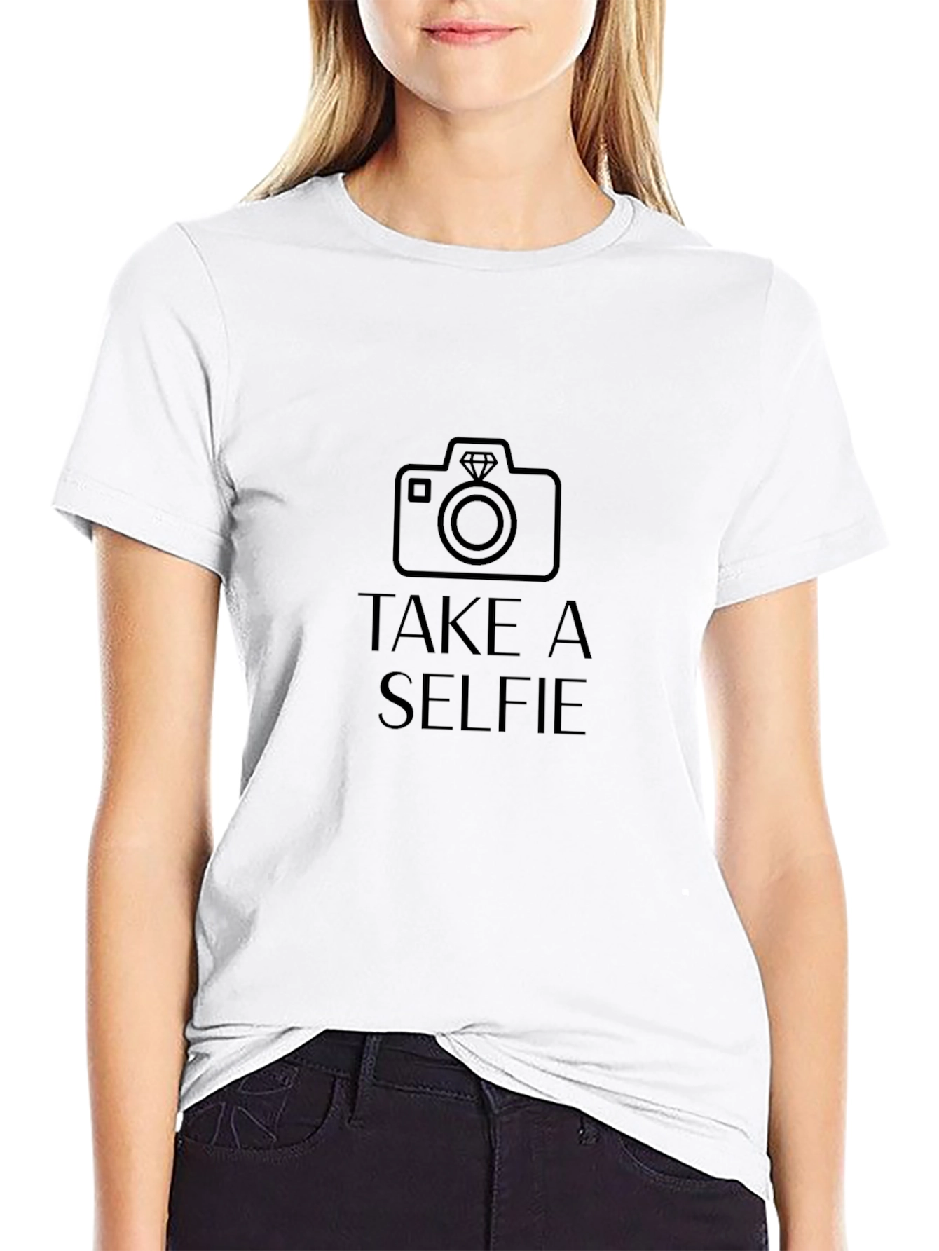 Take A Selfie Graphic Tee - Black Cotton T-Shirt