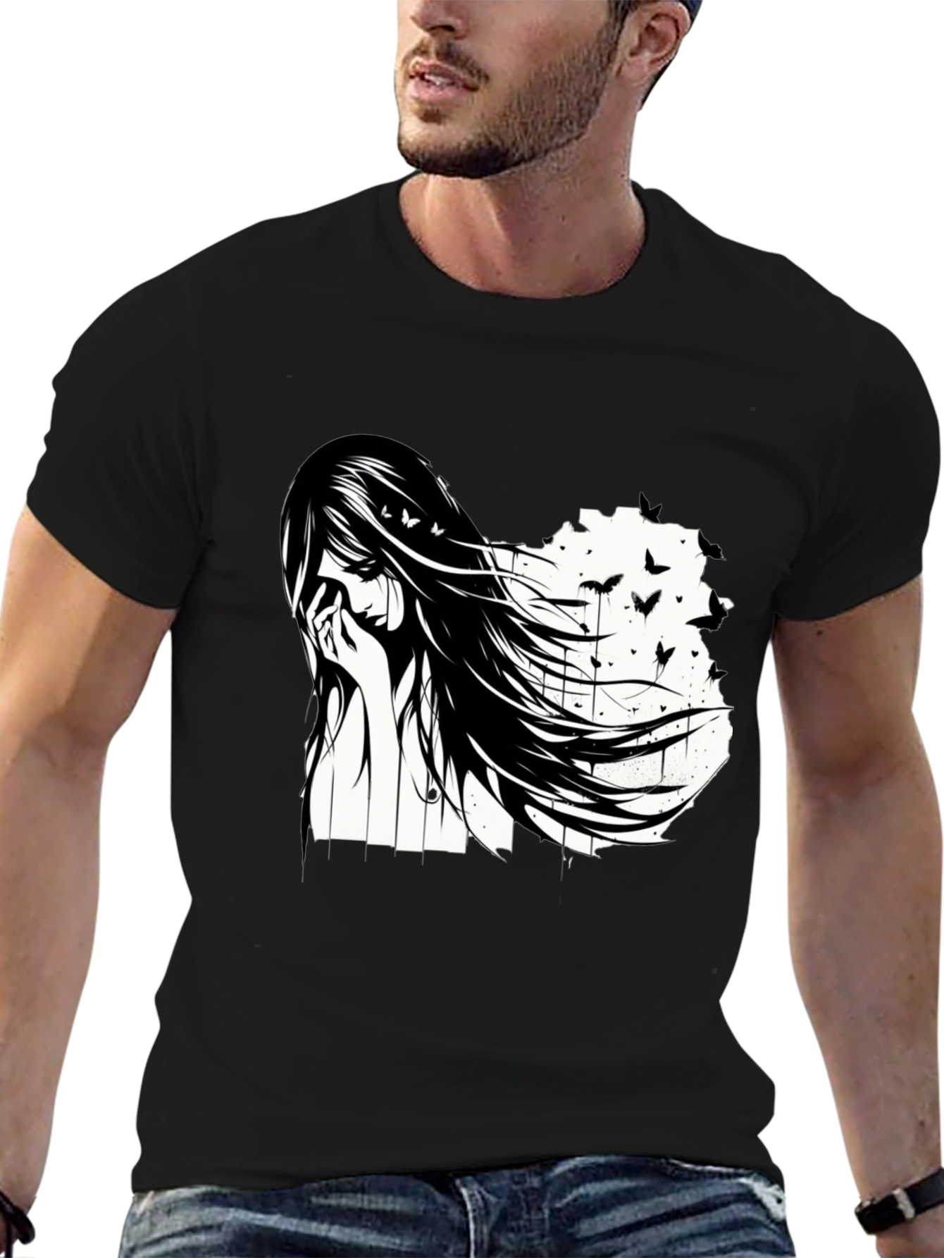 Emo Girl Black T-Shirt - Artistic Design