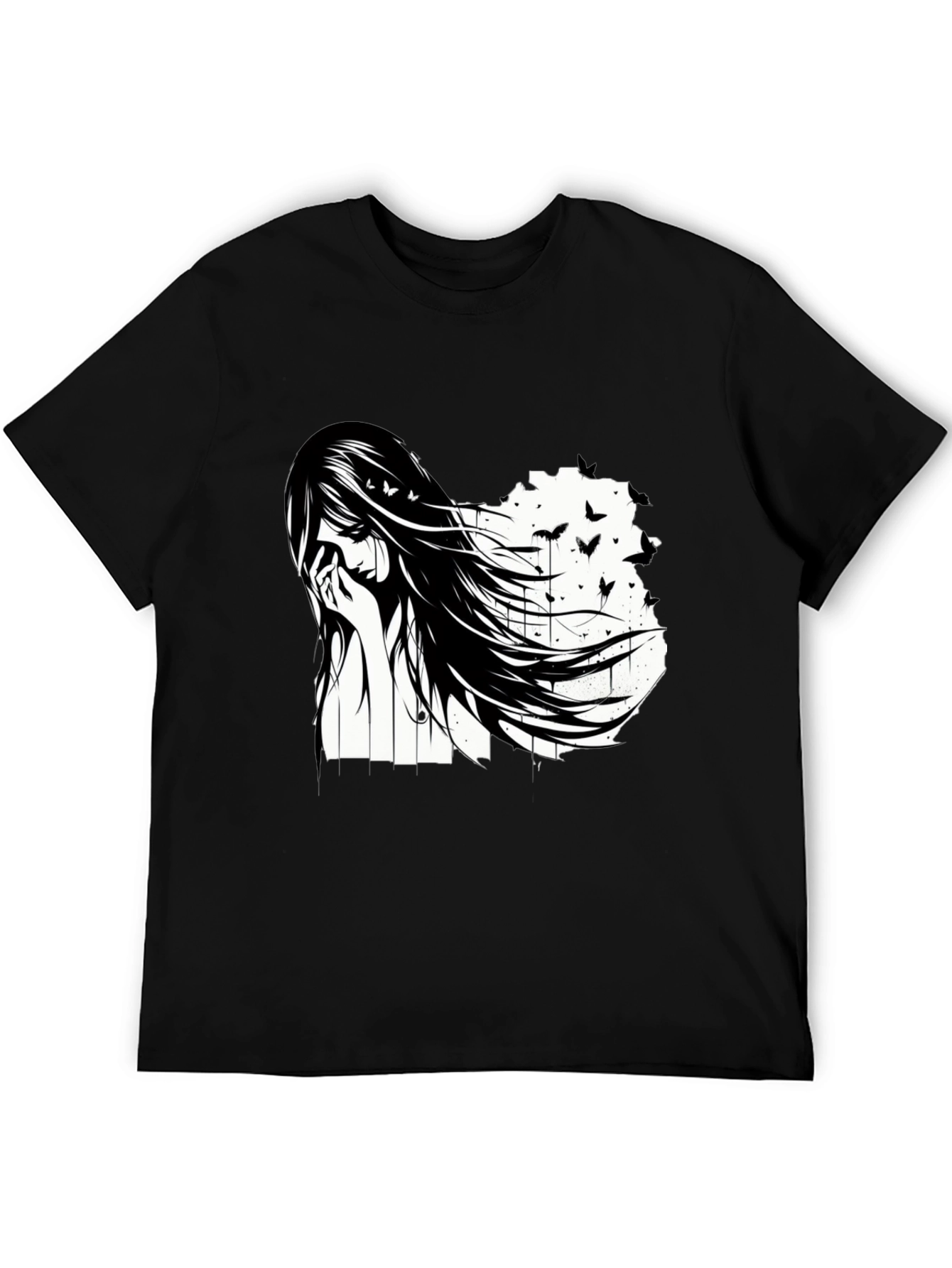 Emo Girl Black T-Shirt - Artistic Design