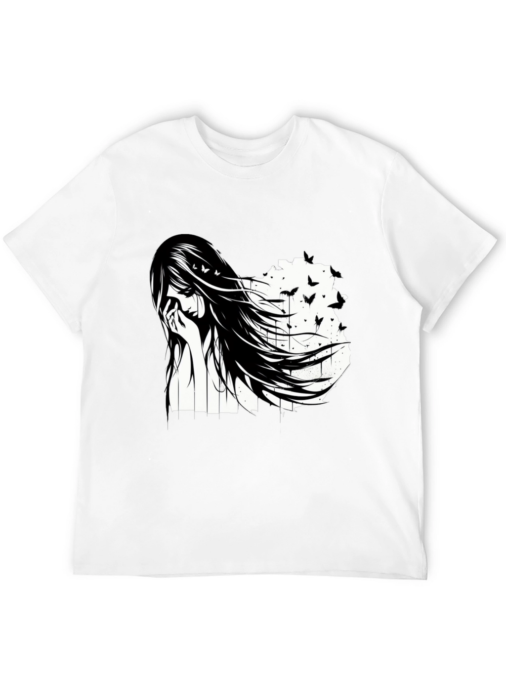 Emo Girl Black T-Shirt - Artistic Design