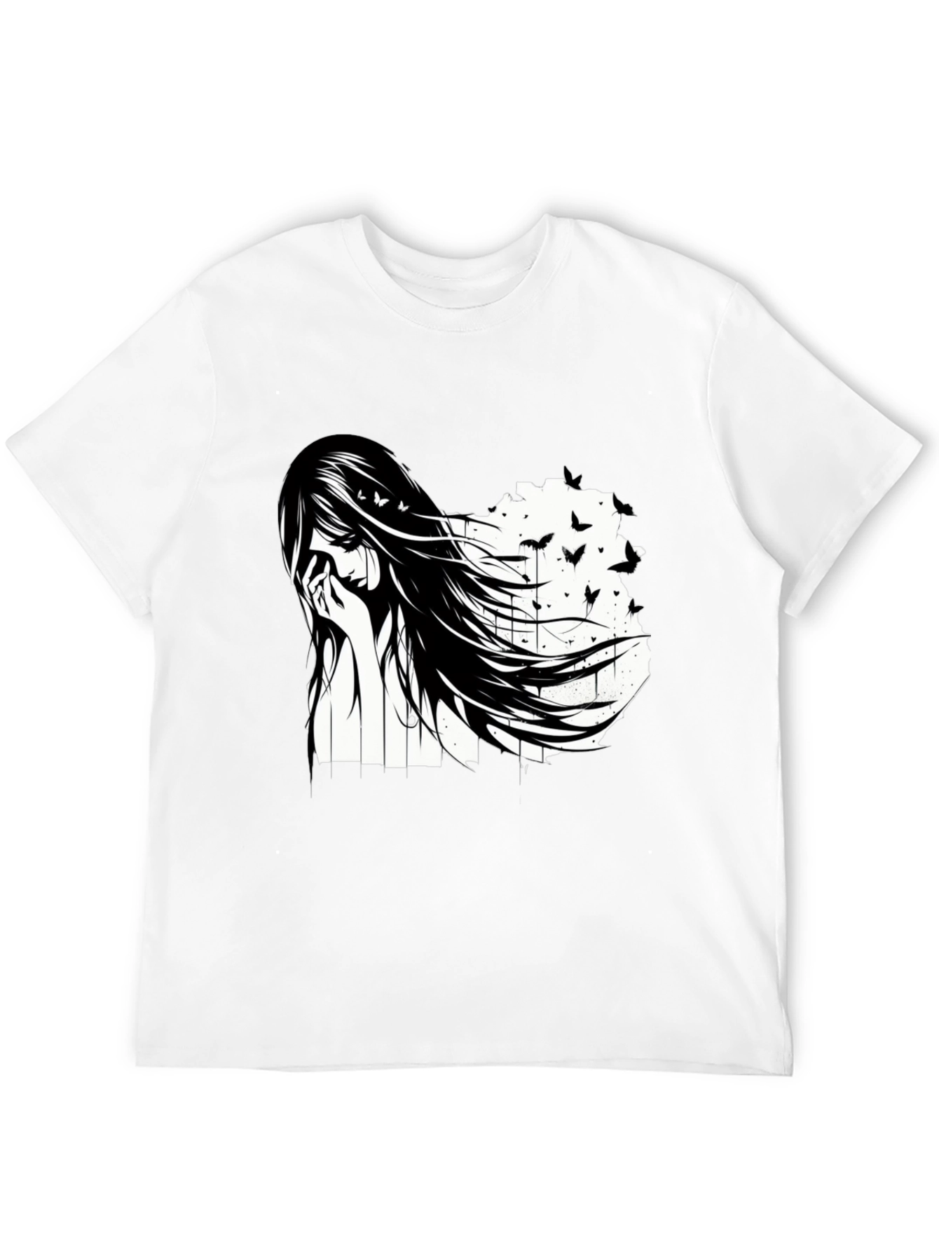 Emo Girl Black T-Shirt - Artistic Design