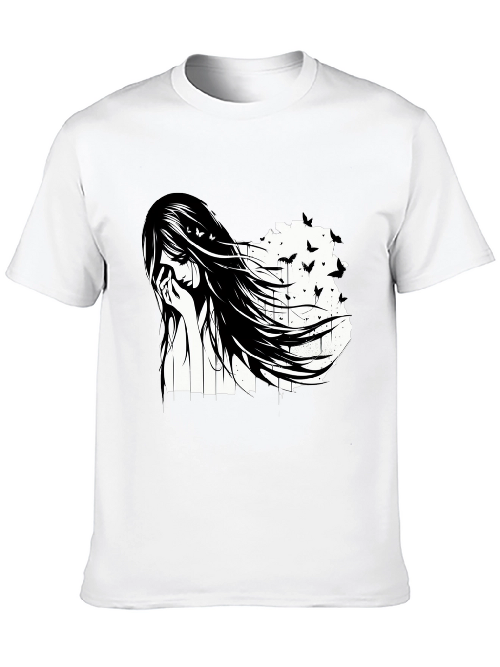 Emo Girl Black T-Shirt - Artistic Design