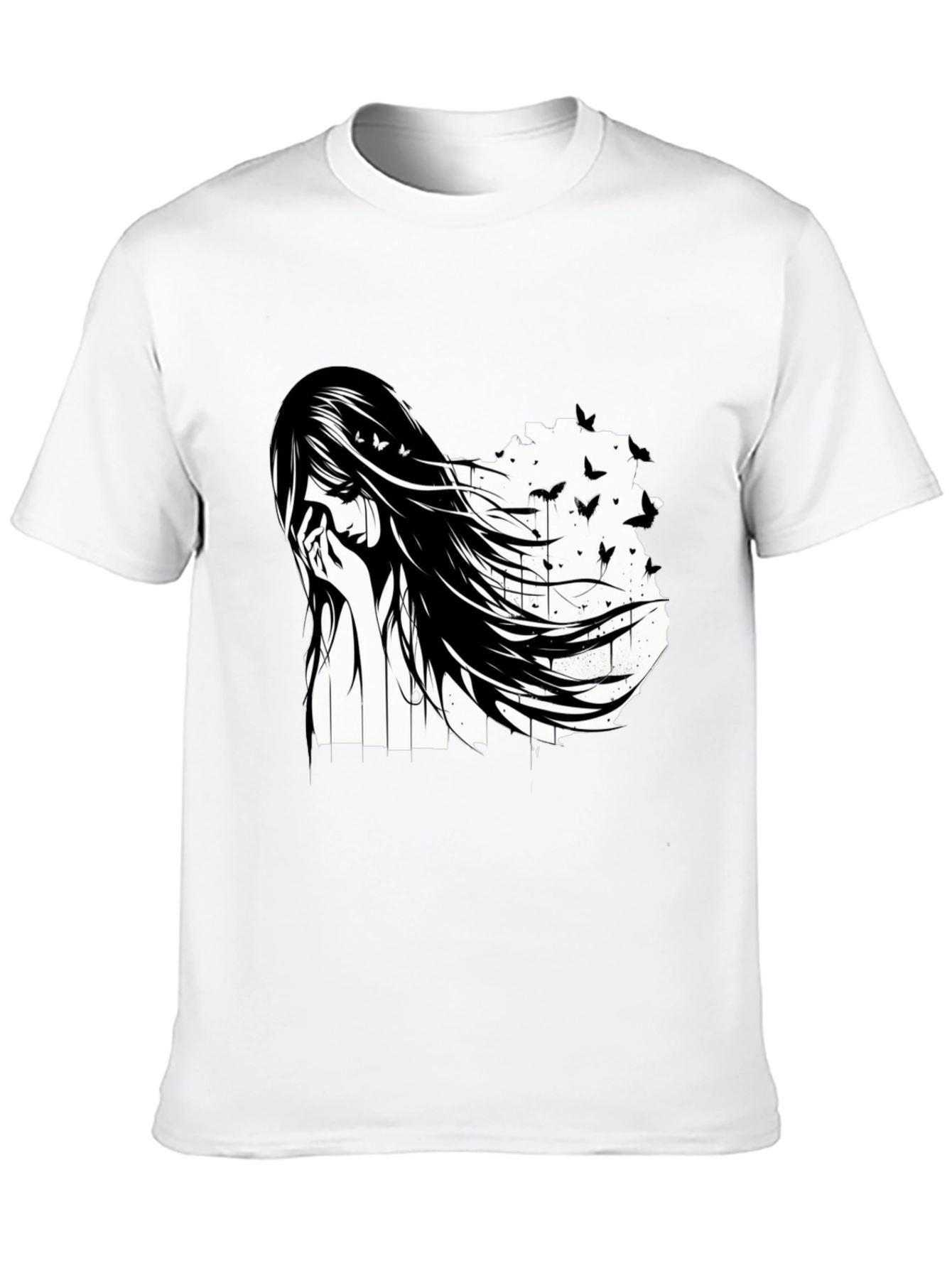 Emo Girl Black T-Shirt - Artistic Design