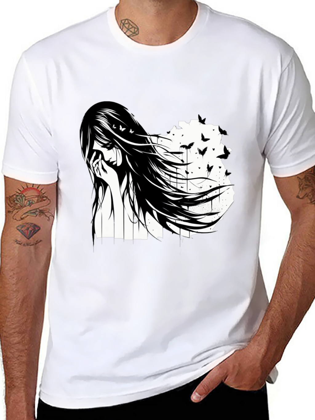 Emo Girl Black T-Shirt - Artistic Design
