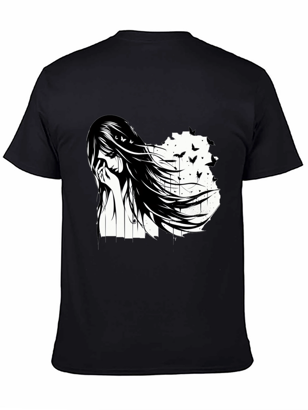 Emo Girl Black T-Shirt - Artistic Design