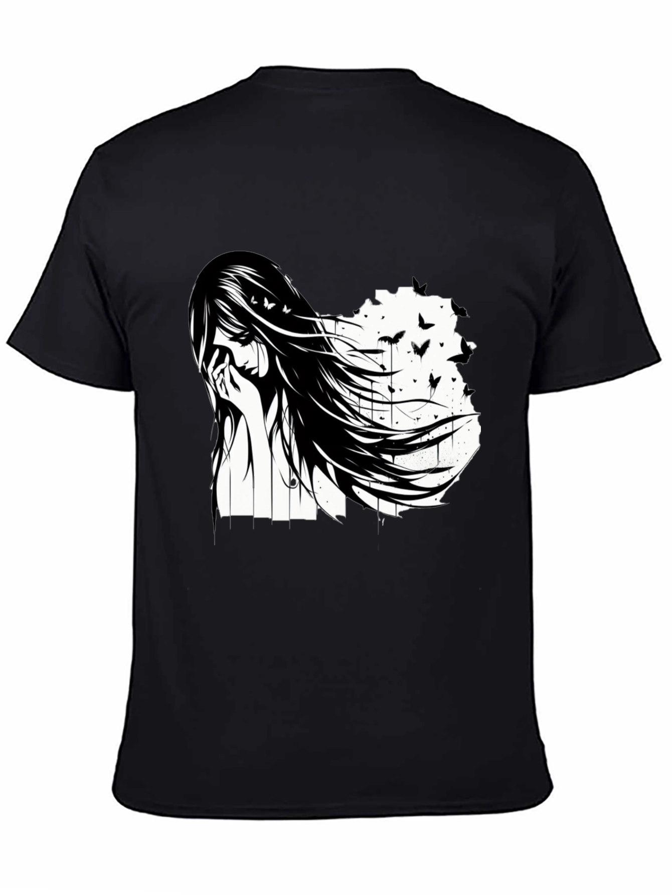 Emo Girl Black T-Shirt - Artistic Design