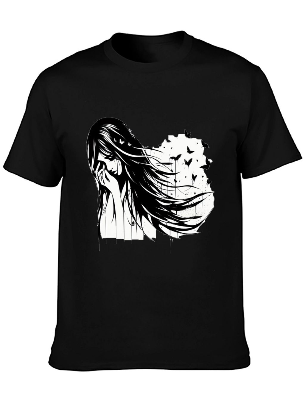 Emo Girl Black T-Shirt - Artistic Design
