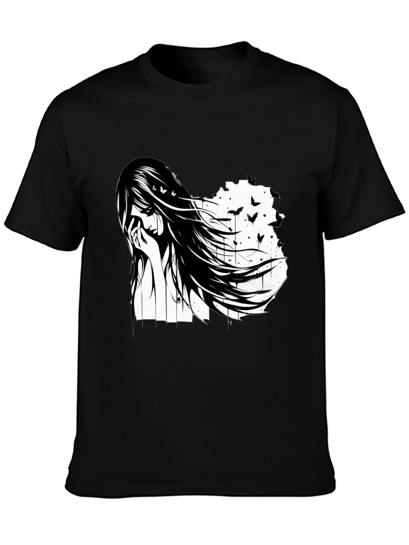 Emo Girl Black T-Shirt - Artistic Design