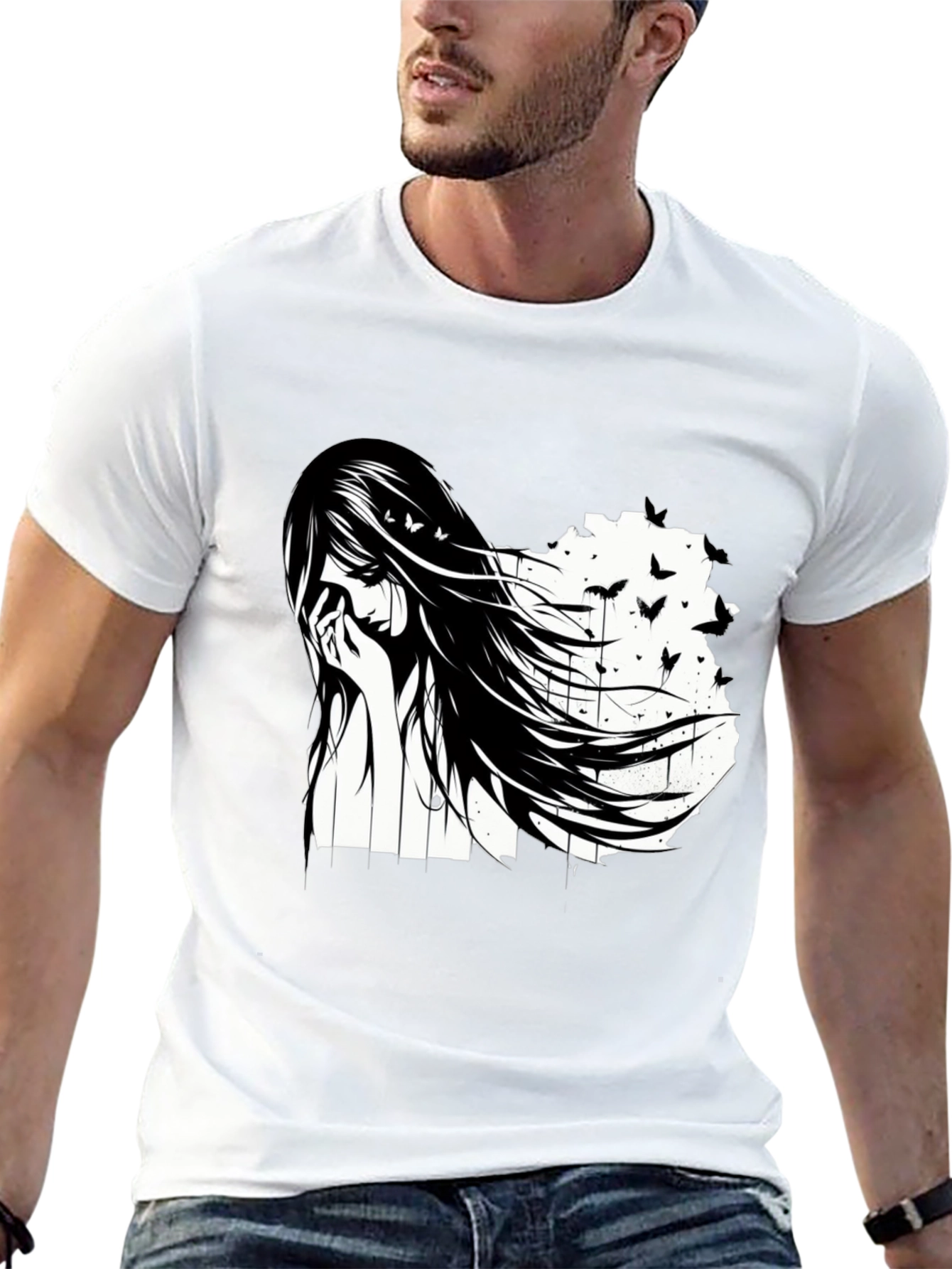 Emo Girl Black T-Shirt - Artistic Design