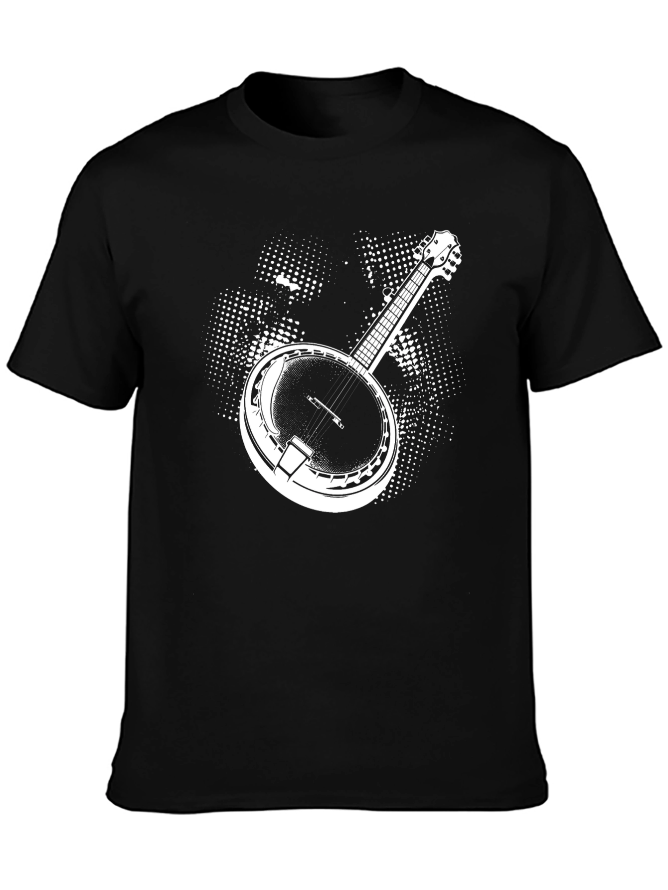Banjo Graphic Tee - Black Cotton Musician Shirt