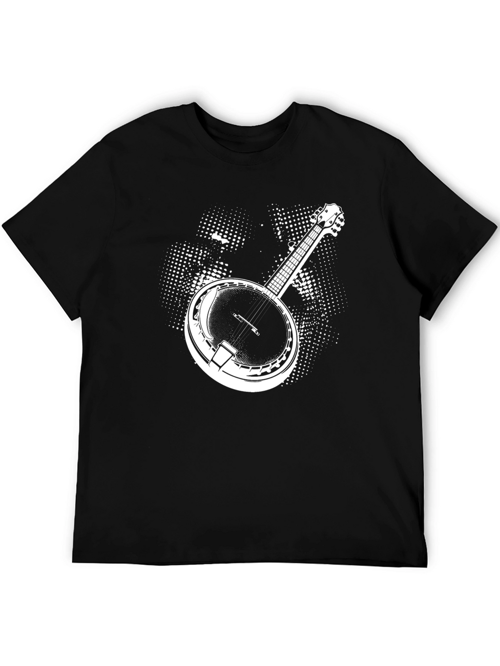 Banjo Graphic Tee - Black Cotton Musician Shirt