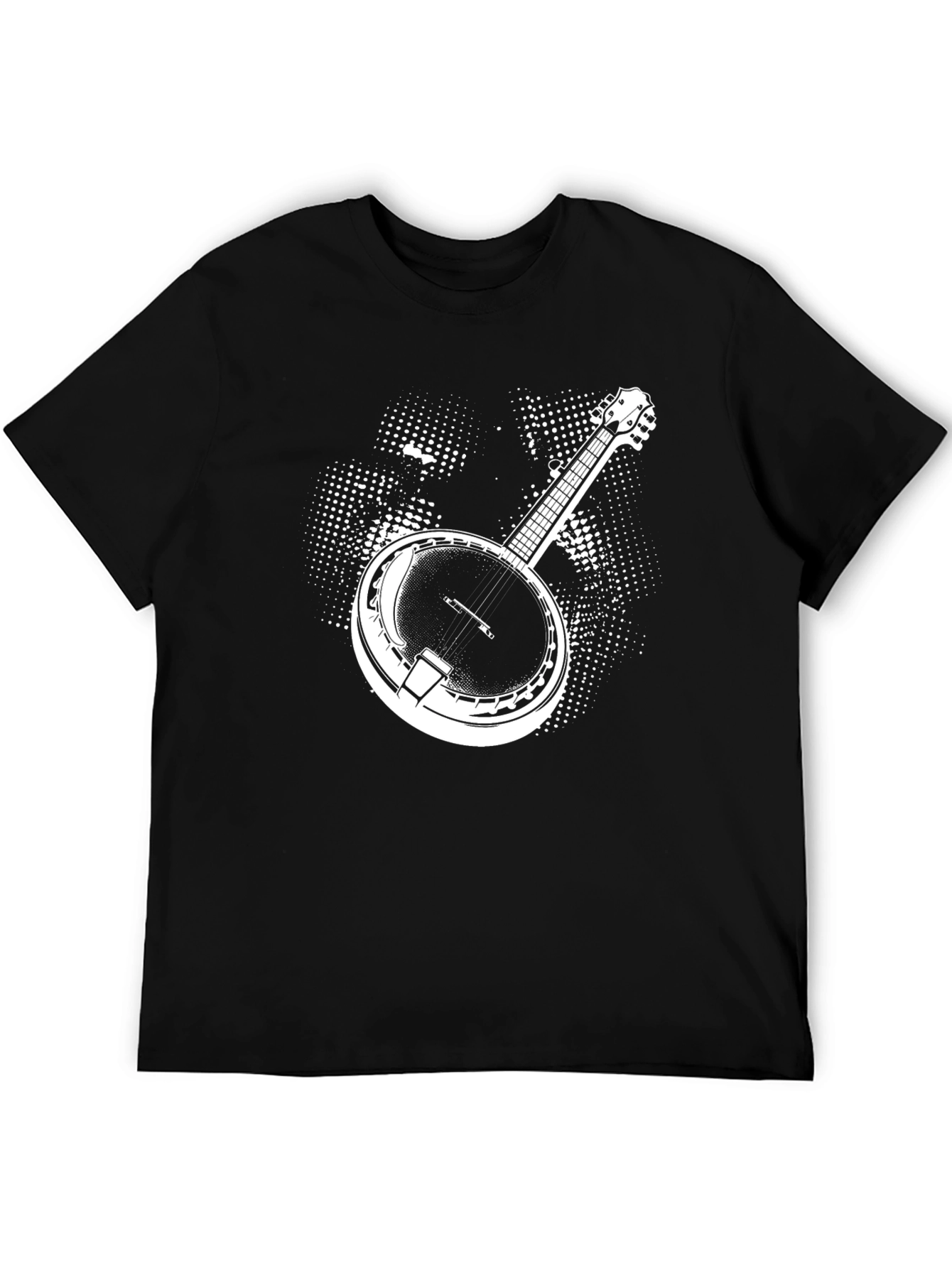 Banjo Graphic Tee - Black Cotton Musician Shirt