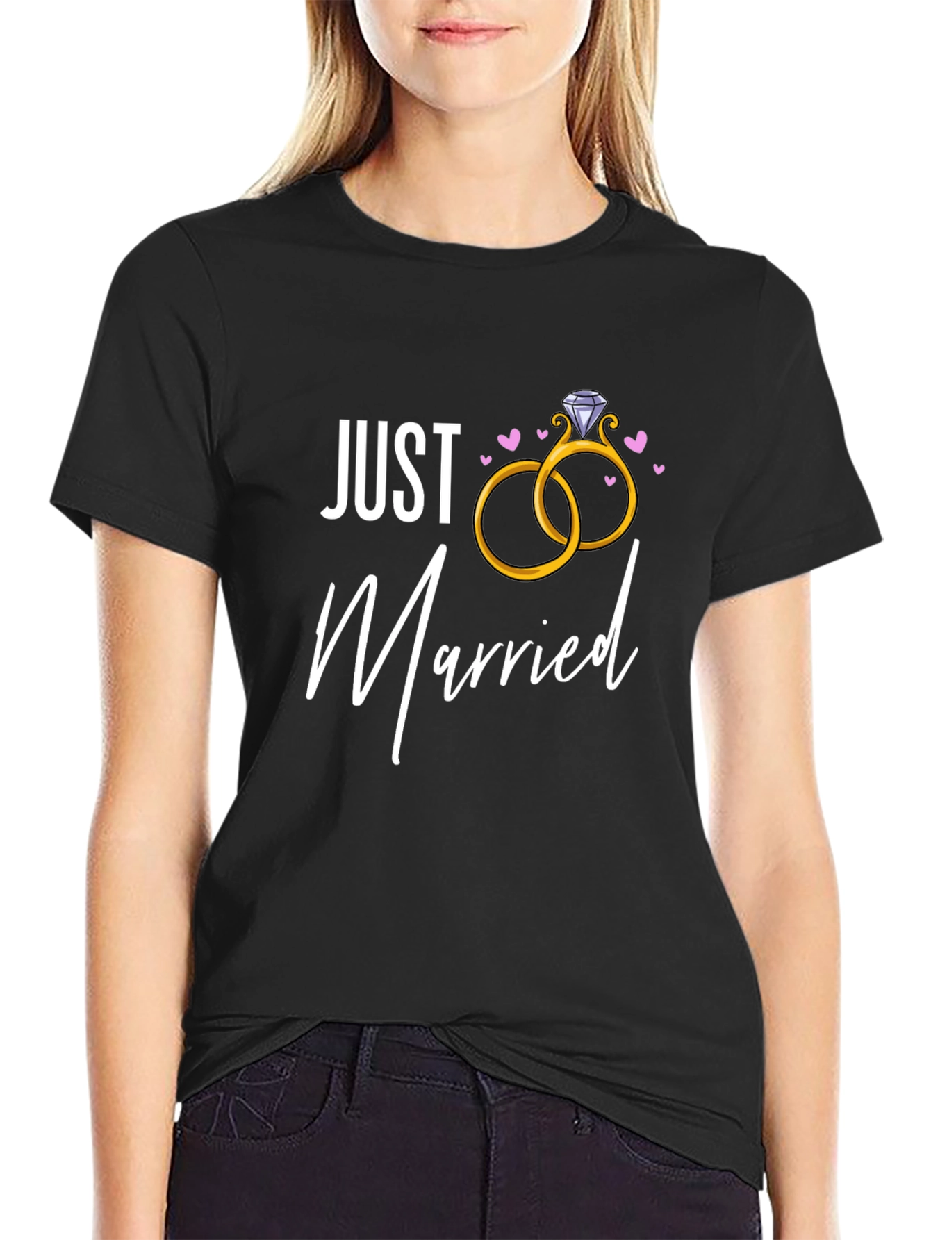 Just Married Rings Graphic Tee