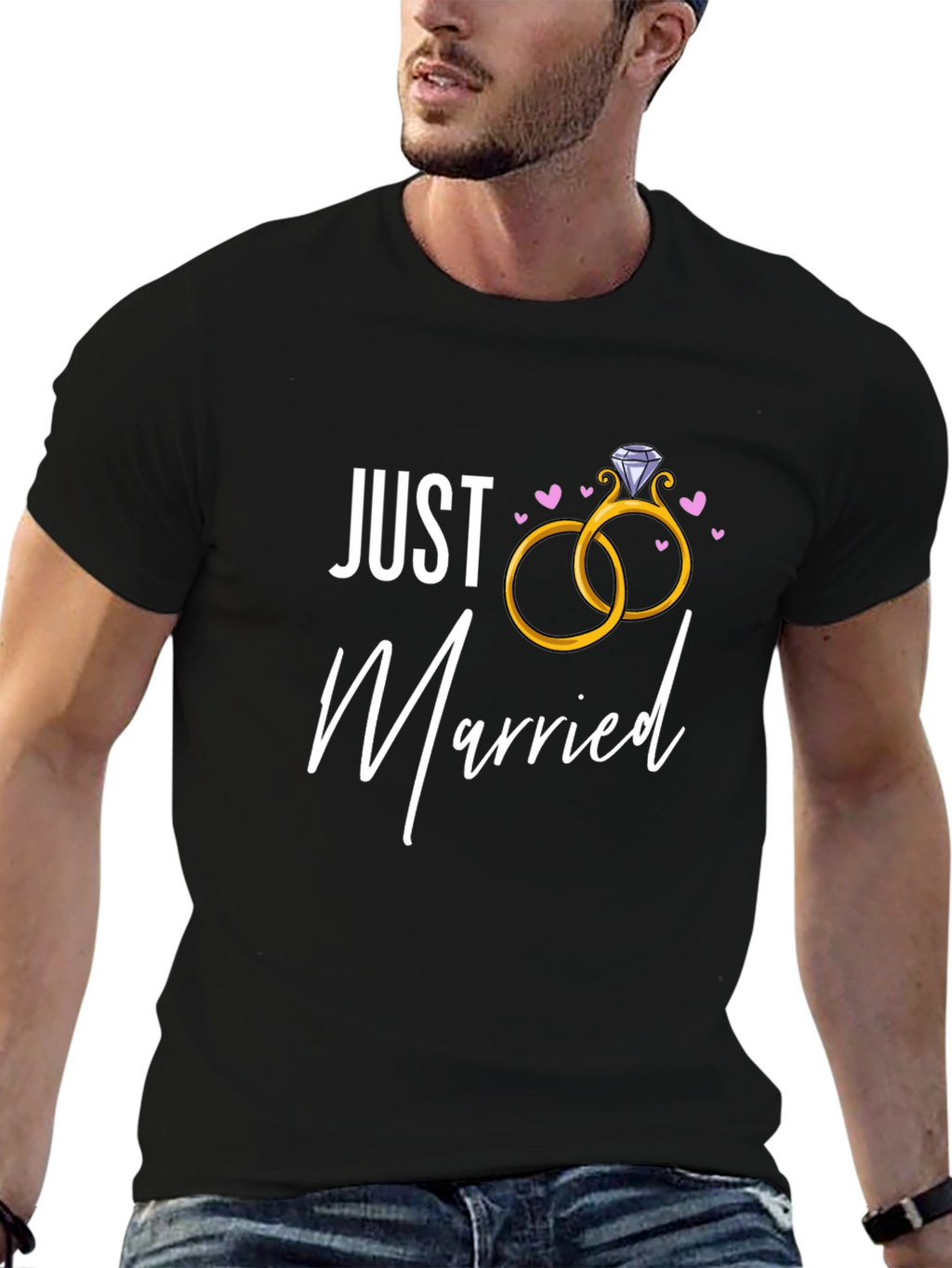 Just Married Rings Graphic Tee