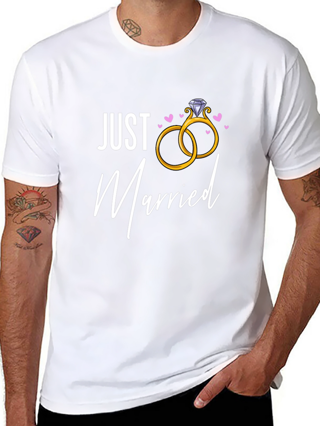 Just Married Rings Graphic Tee