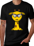 Giraffe with Glasses Graphic Tee - Novelty Mens T-Shirt