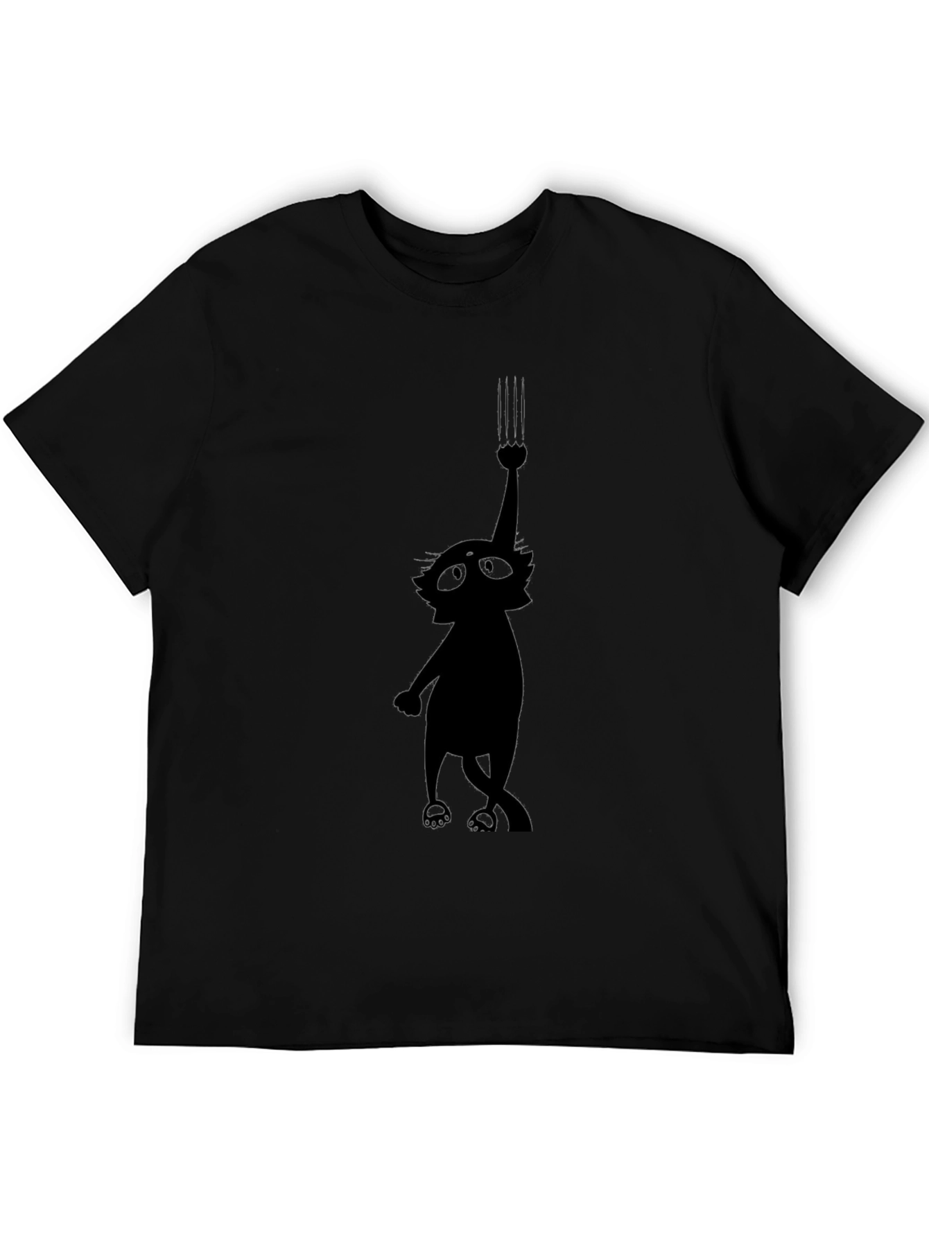 Whimsical Cat Scratch T-Shirt - Black Graphic Tee