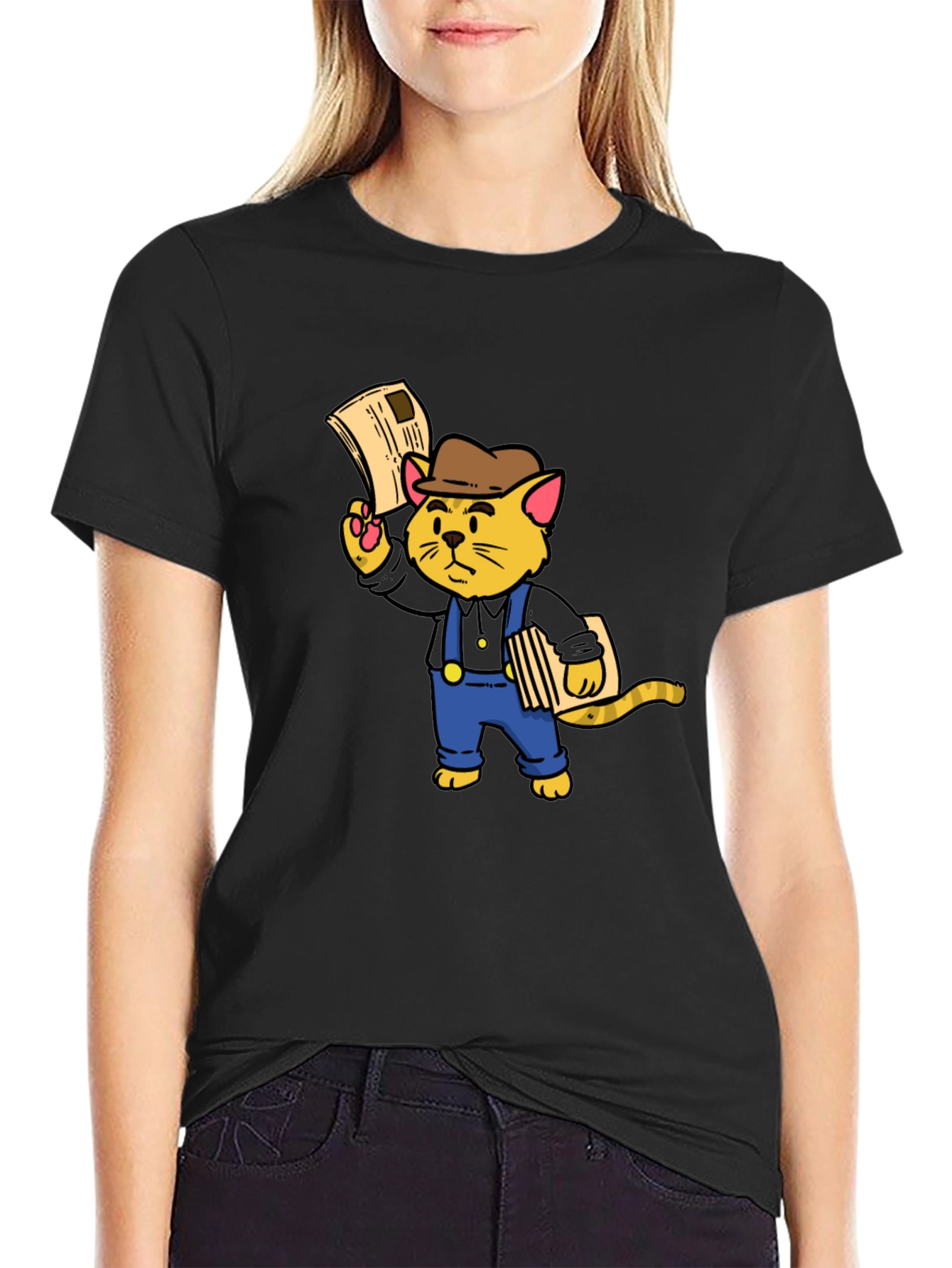 News Cat T-Shirt - Black