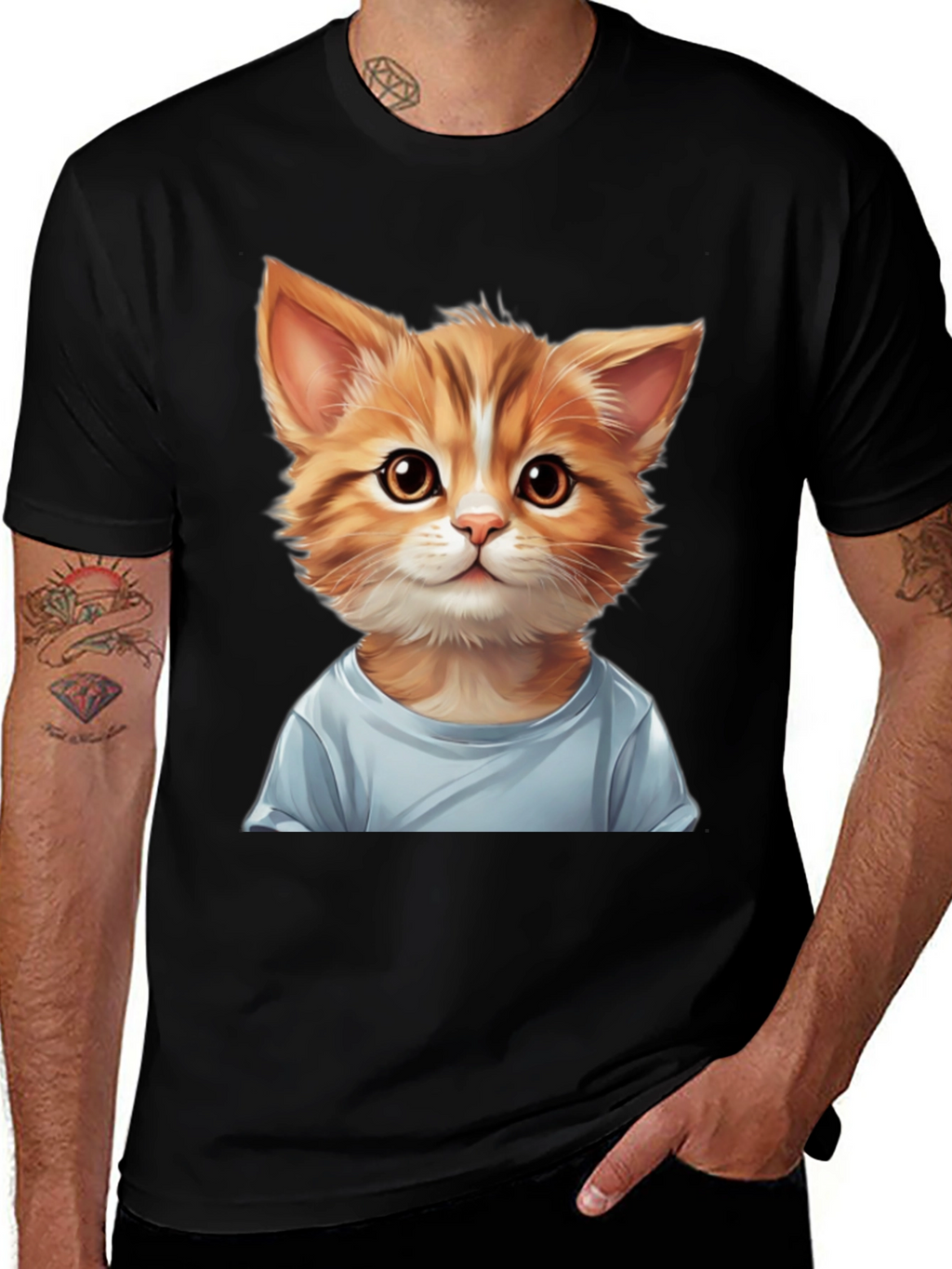 Cute Kitten Graphic Tee - Stylish Black T-Shirt