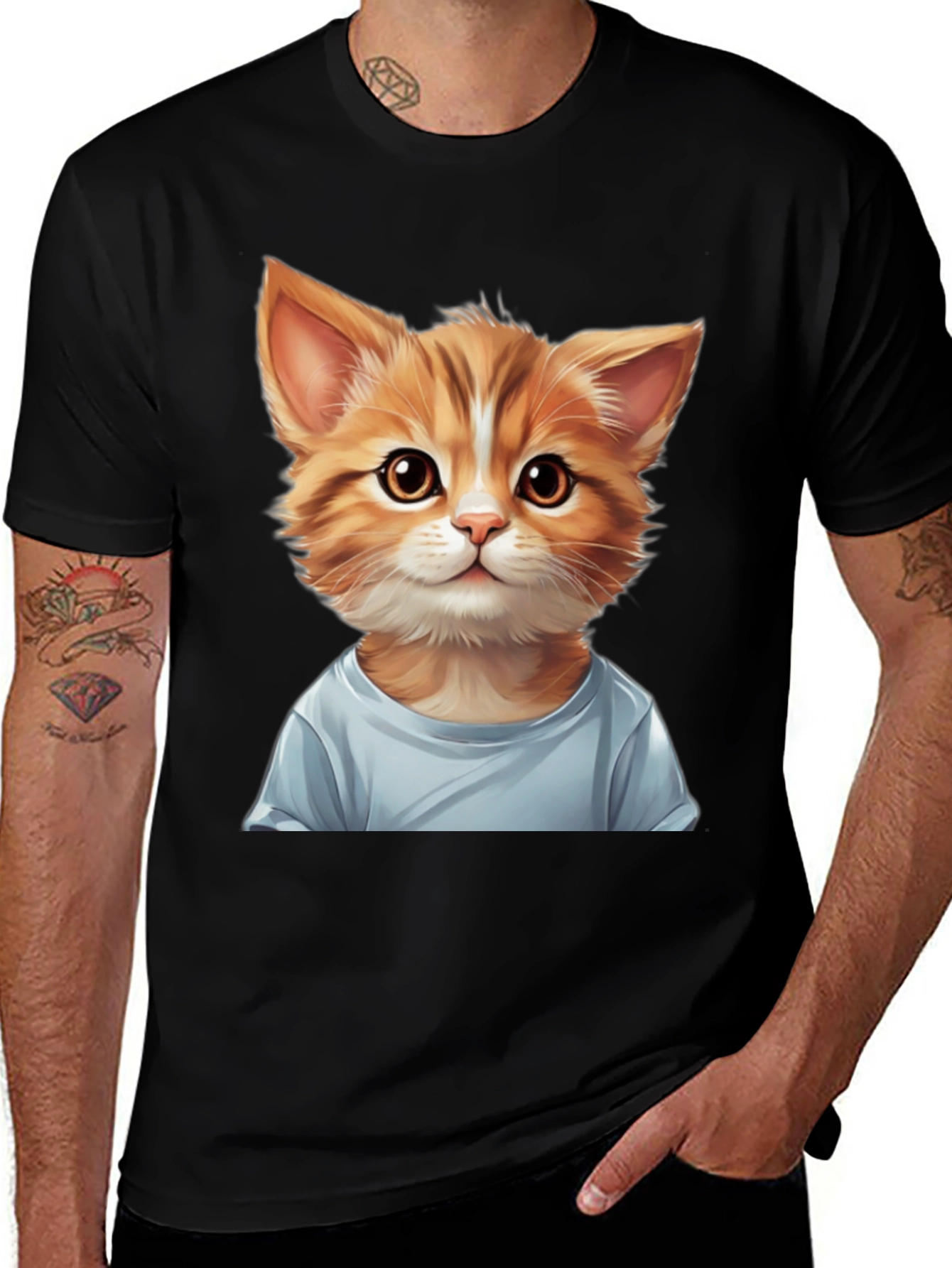 Cute Kitten Graphic Tee - Stylish Black T-Shirt