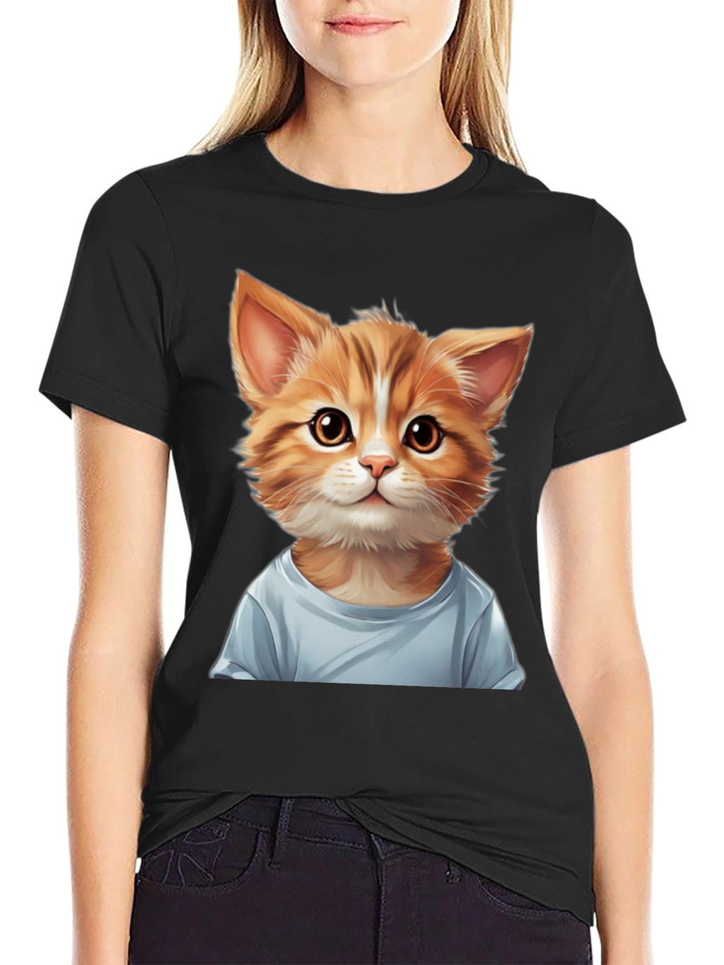 Cute Kitten Graphic Tee - Stylish Black T-Shirt