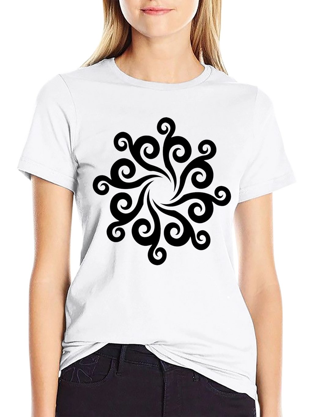 Black Swirl Mandala Graphic Tee