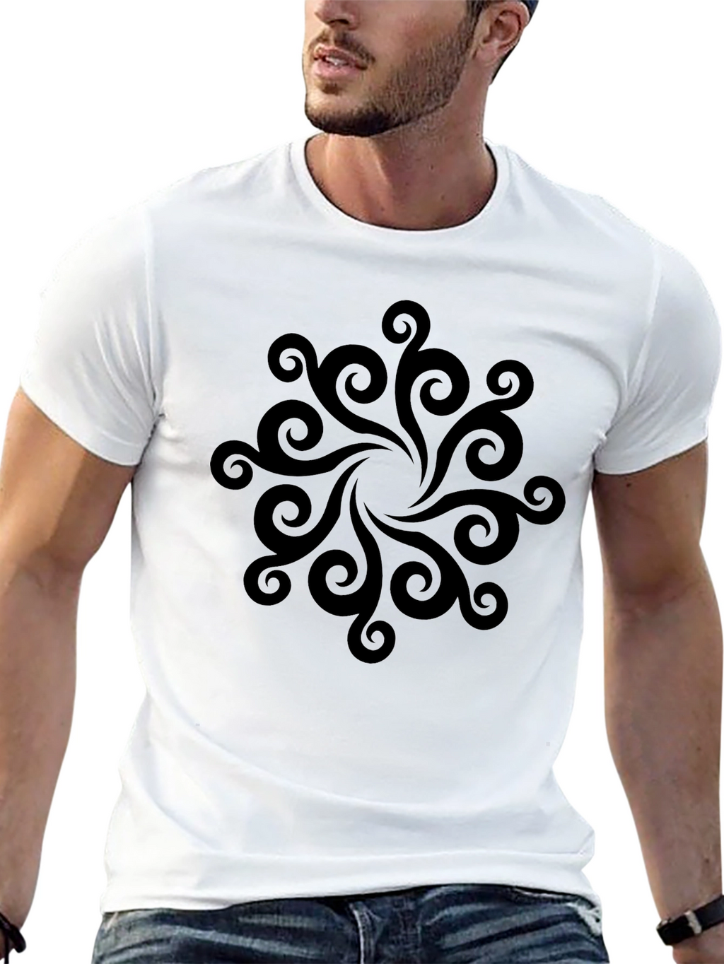 Black Swirl Mandala Graphic Tee