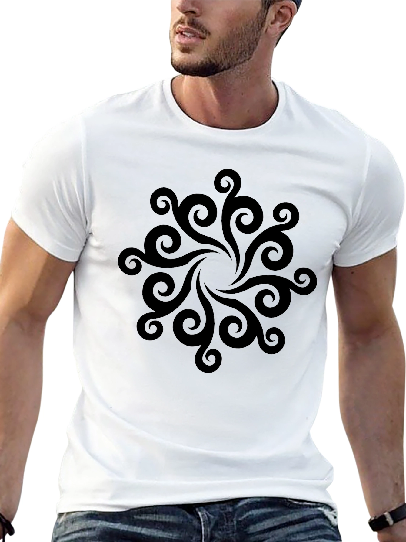 Black Swirl Mandala Graphic Tee