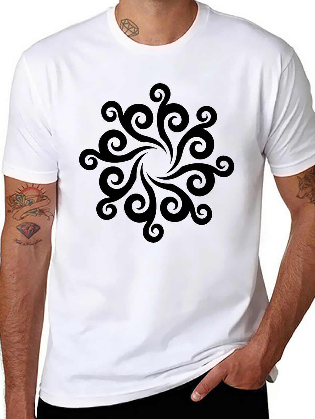Black Swirl Mandala Graphic Tee