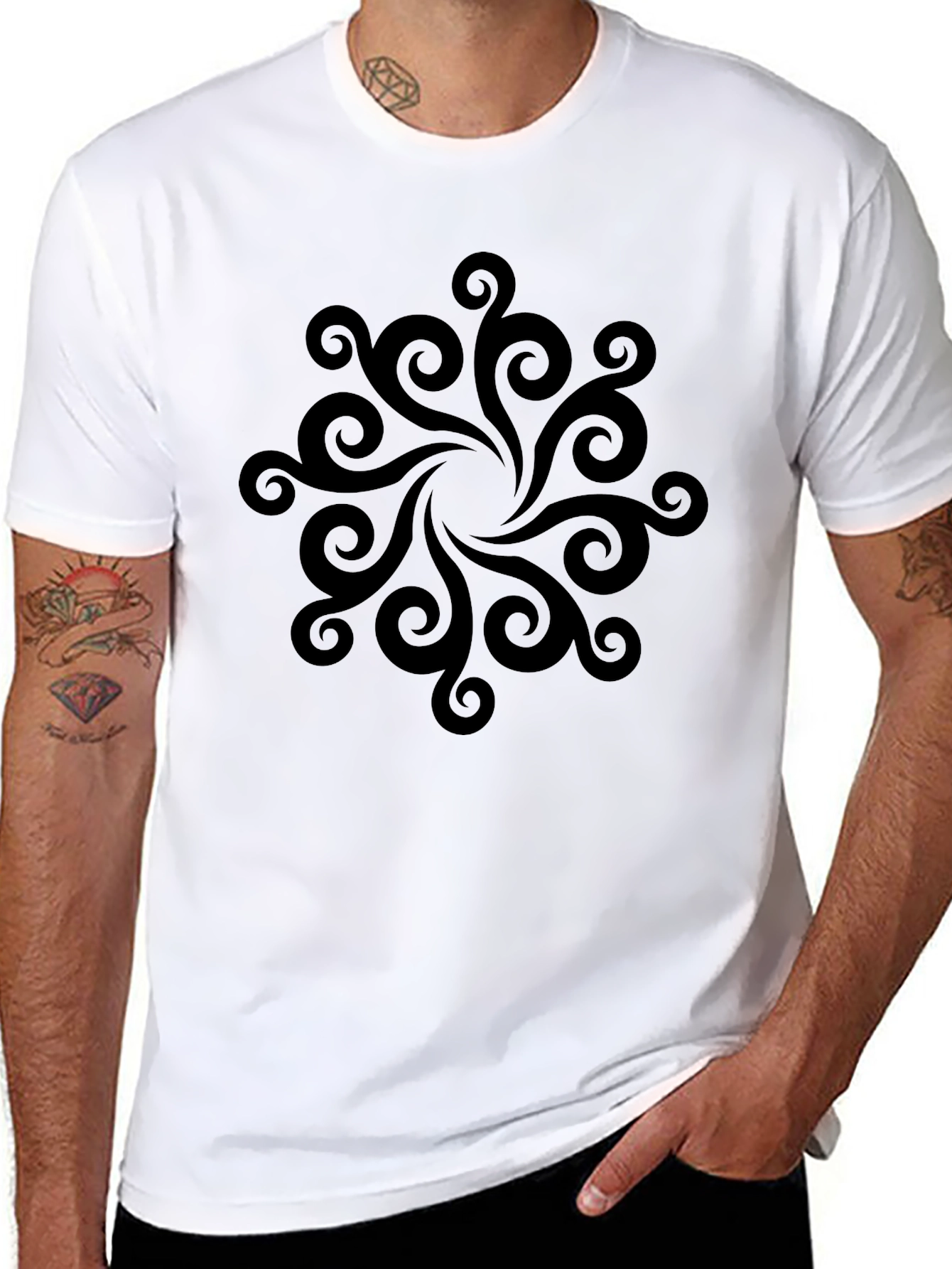 Black Swirl Mandala Graphic Tee